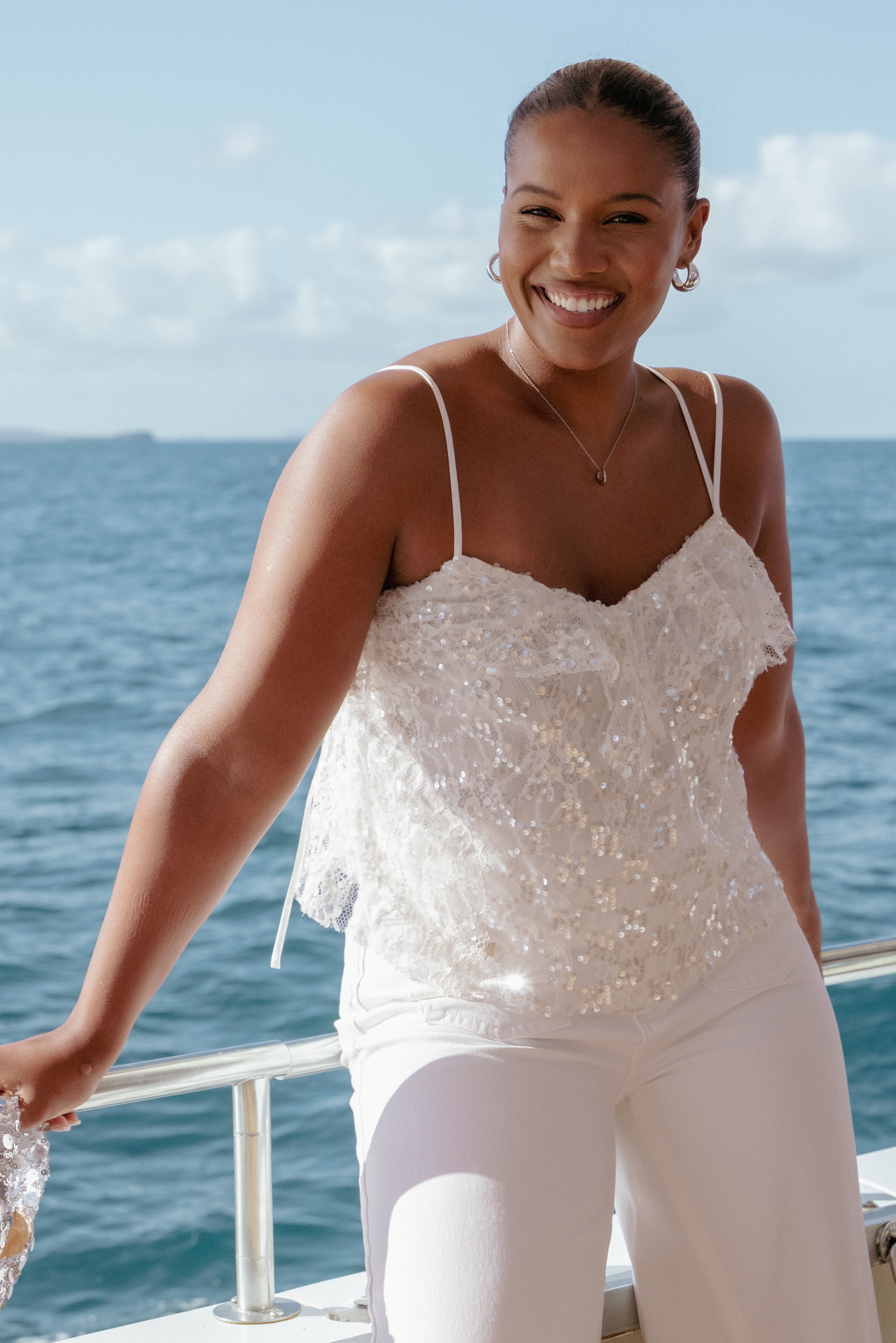 Petal and Pup USA TOPS Zinnia Sequins Sleeveless Top - Ivory
