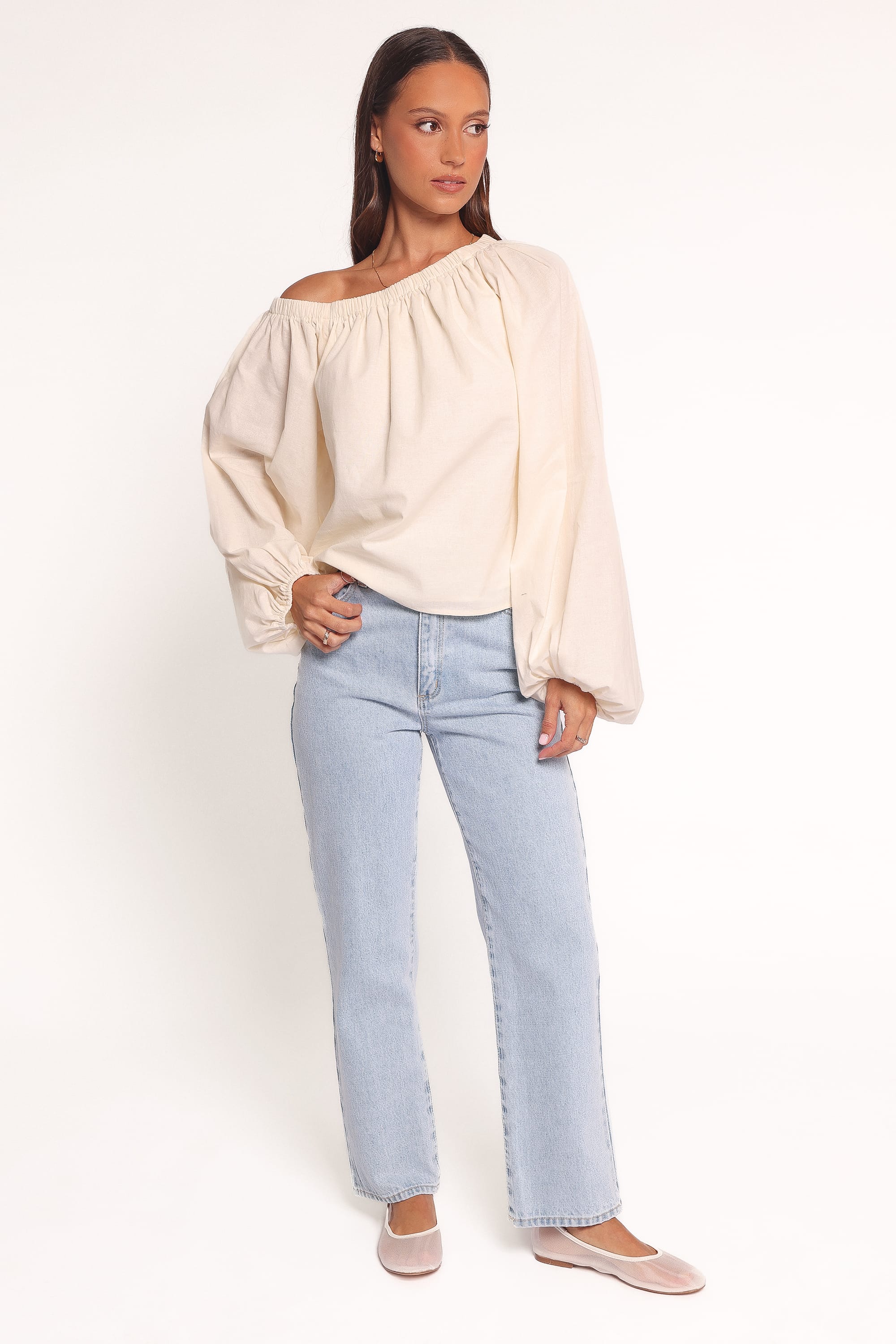 Zion Off Shoulder Long Sleeve Top - Ivory | Petal & Pup USA