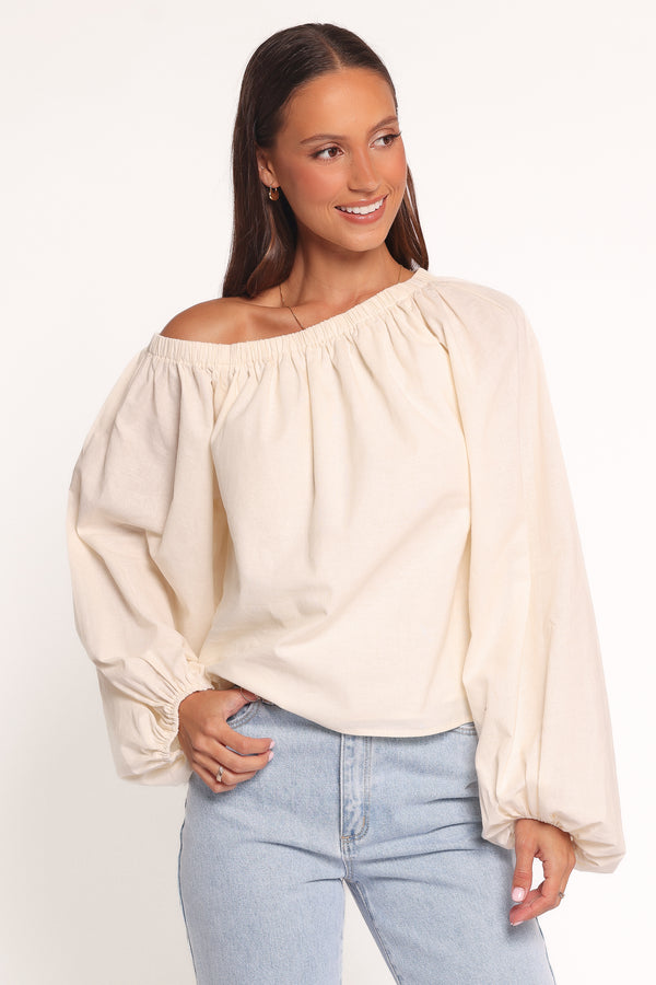 Petal and Pup USA TOPS Zion Off Shoulder Long Sleeve Top - Ivory (Hold for Rack)