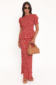 Petal and Pup USA TOPS Zoella Peplum Top - Red Floral