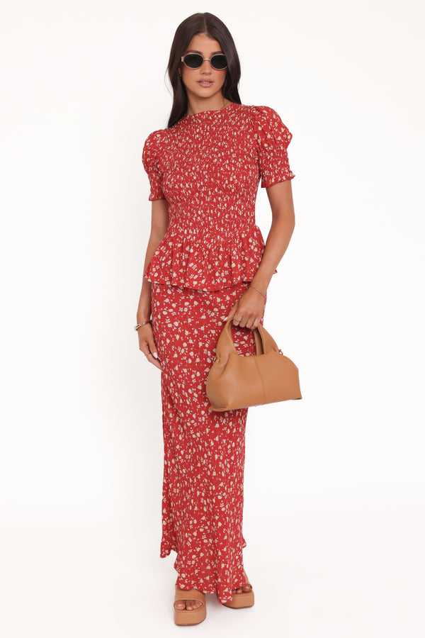 Petal and Pup USA TOPS Zoella Peplum Top - Red Floral