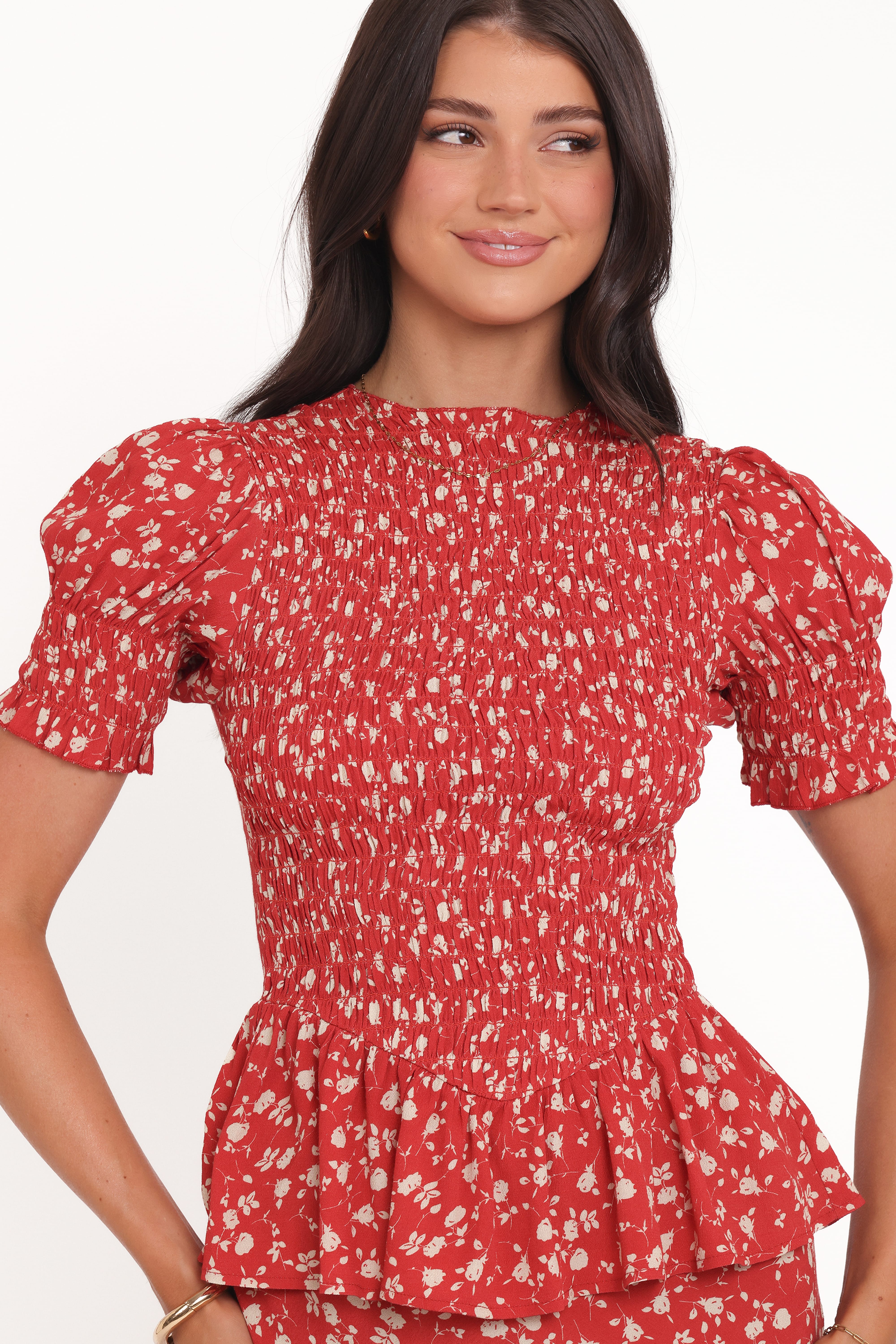 Zoella Peplum Top - Red Floral | Petal & Pup USA