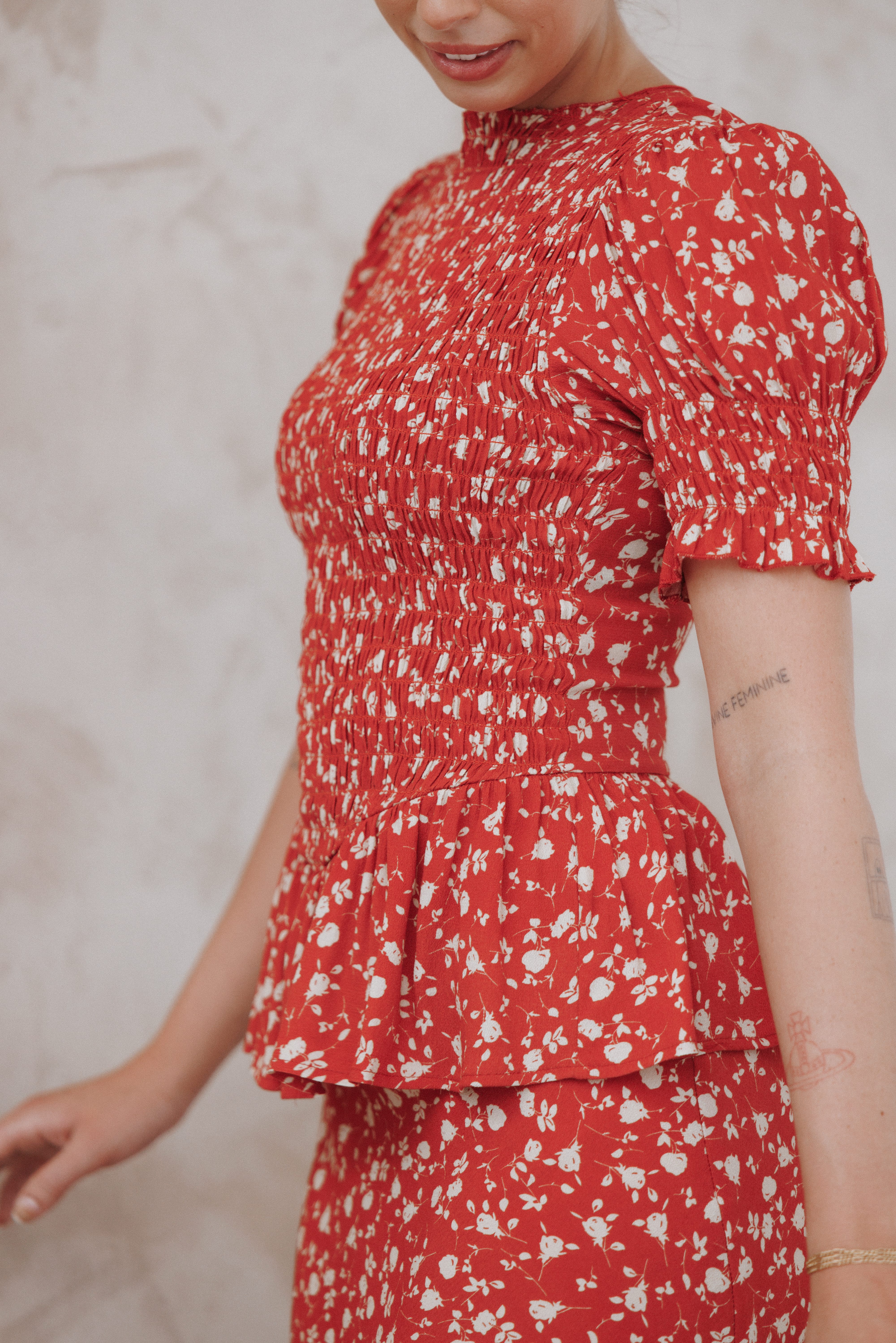 Zoella Peplum Top - Red Floral | Petal & Pup USA