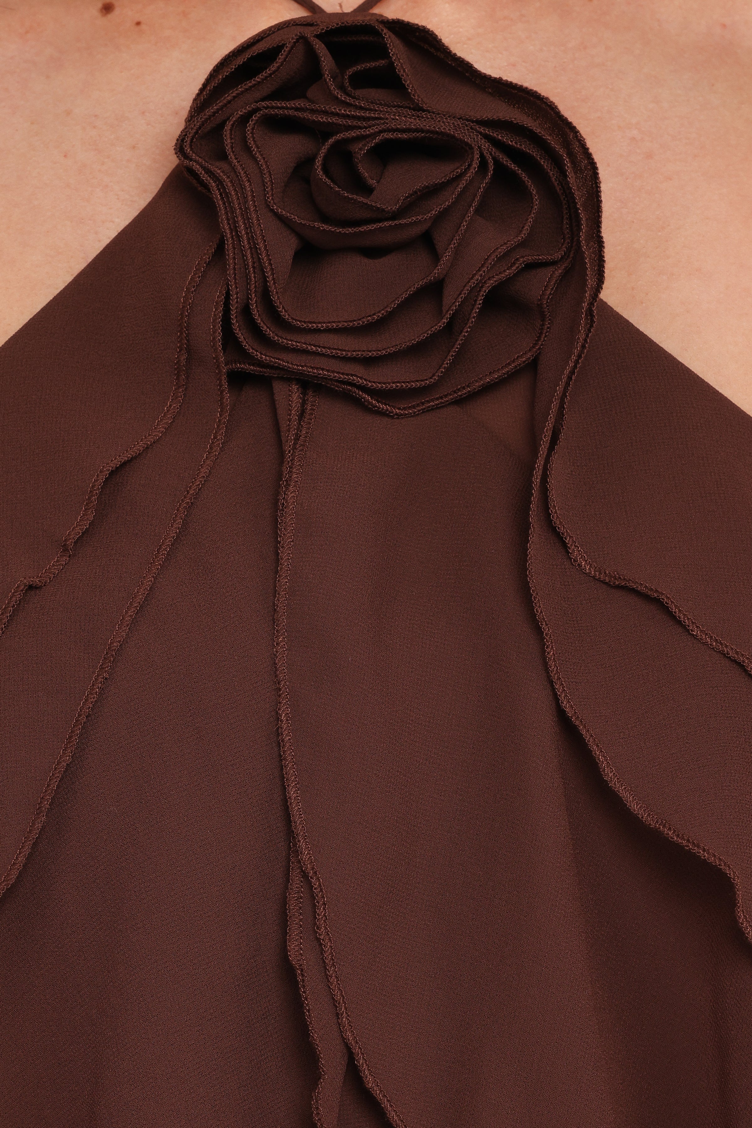 Petal and Pup USA TOPS Zorina Halter Neck Chiffon Top - Brown