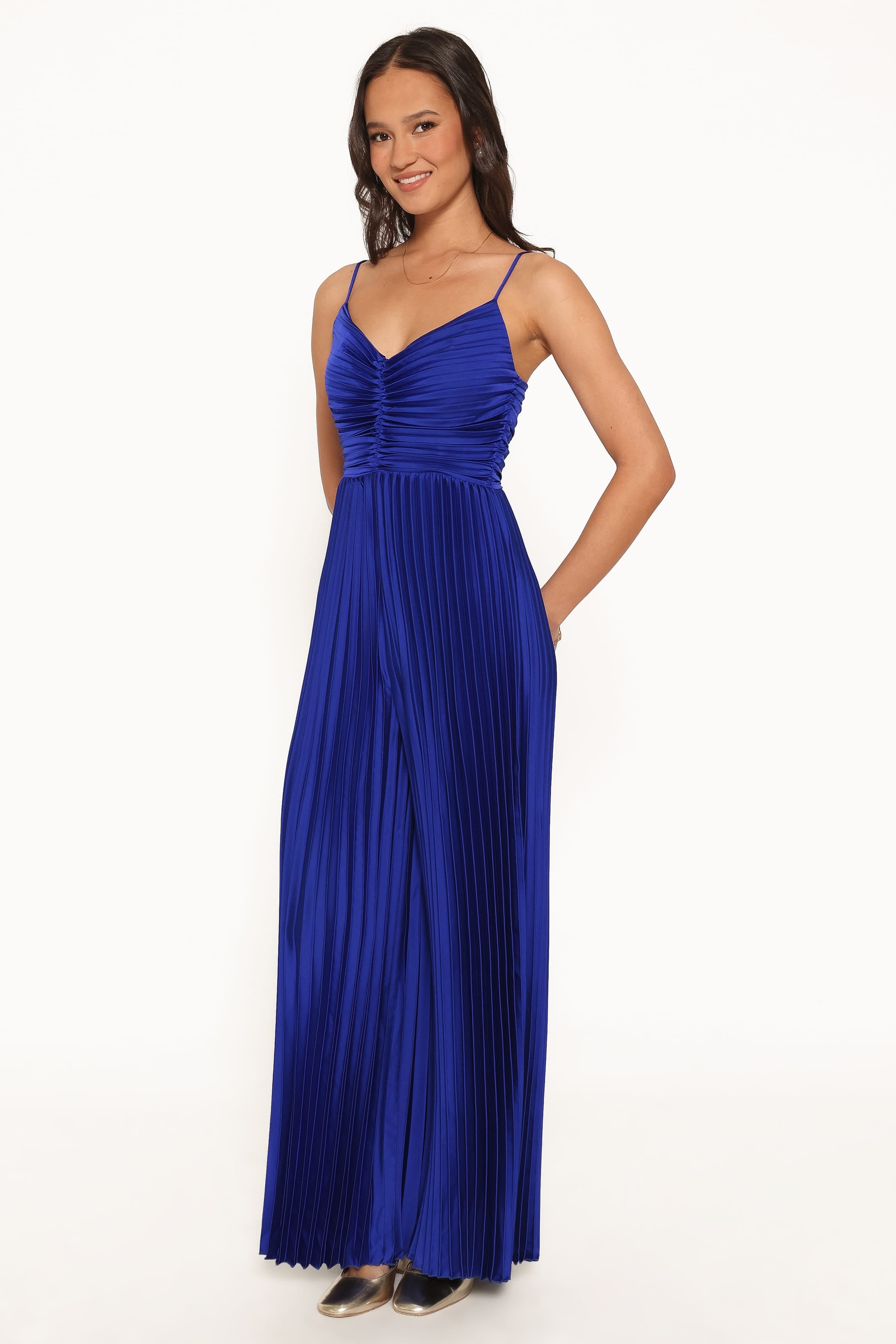 PLAYSUITS Angelique Pleated Jumpsuit - Royal Blue