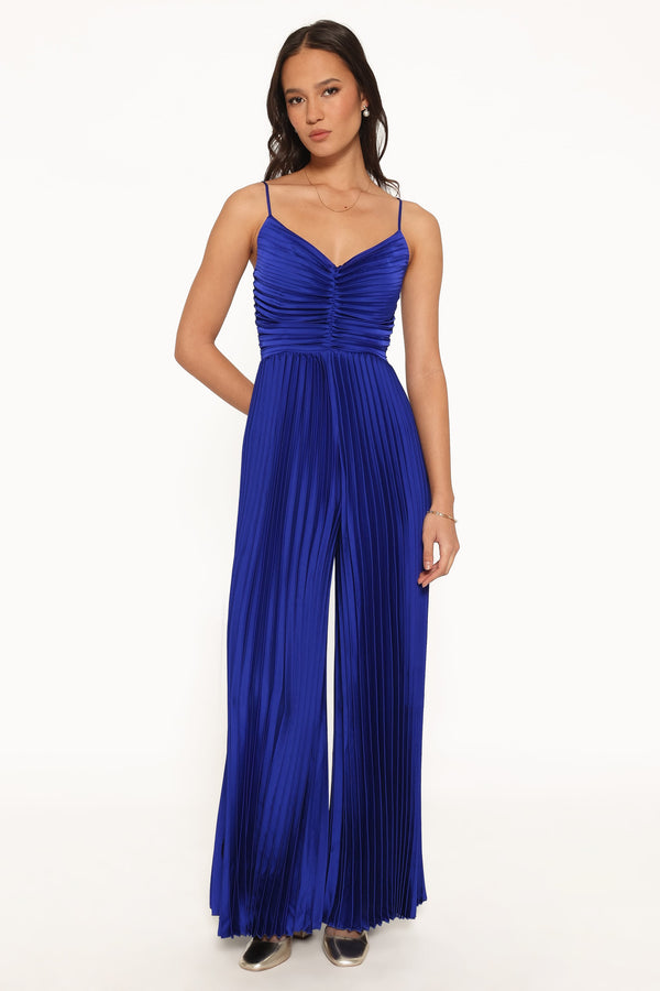 PLAYSUITS Angelique Pleated Jumpsuit - Royal Blue