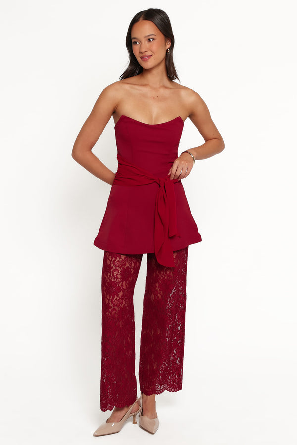 PLAYSUITS Athena Jumpsuit - Sangria Red