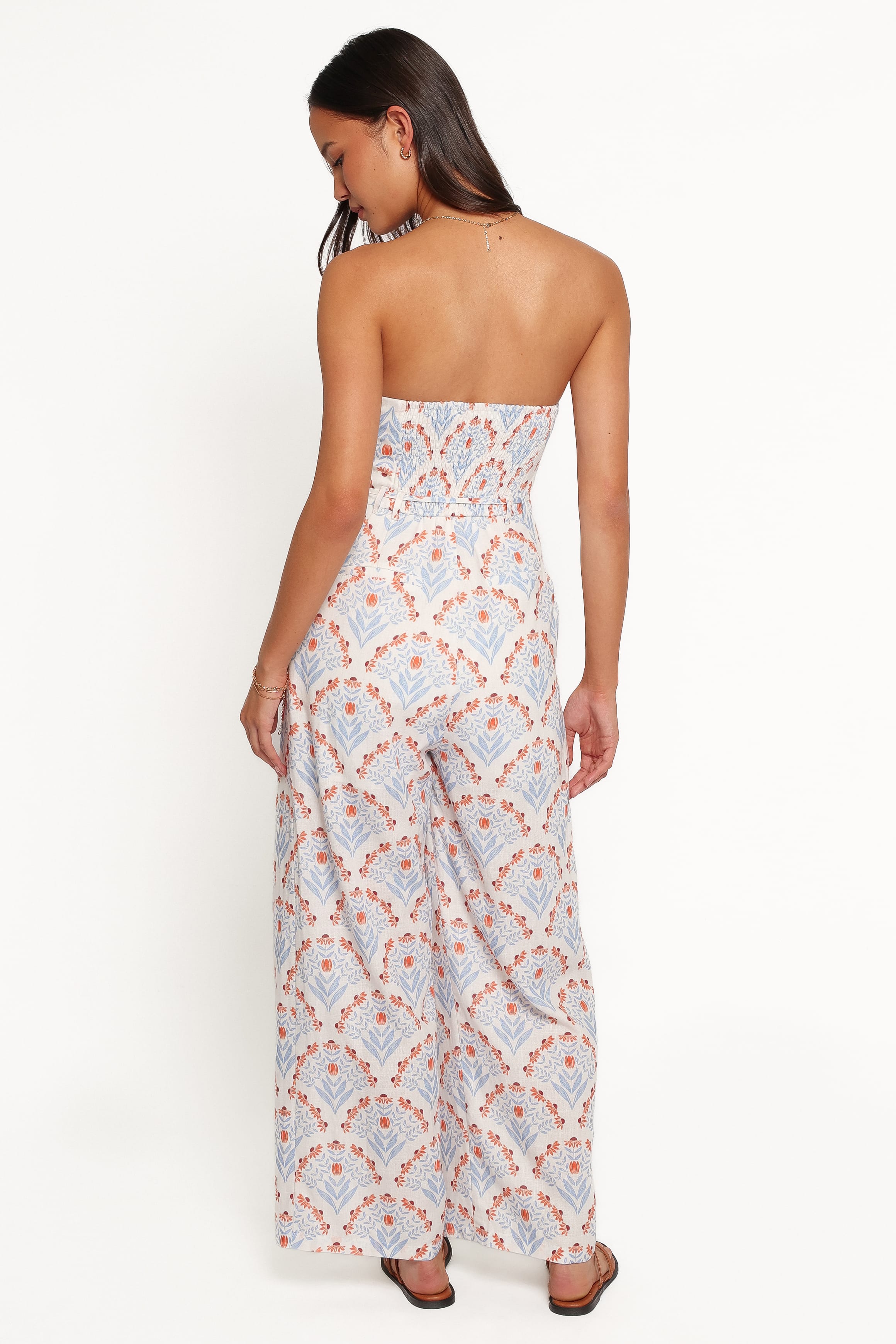 PLAYSUITS Calliope Tie Waist Jumpsuit - White Blue