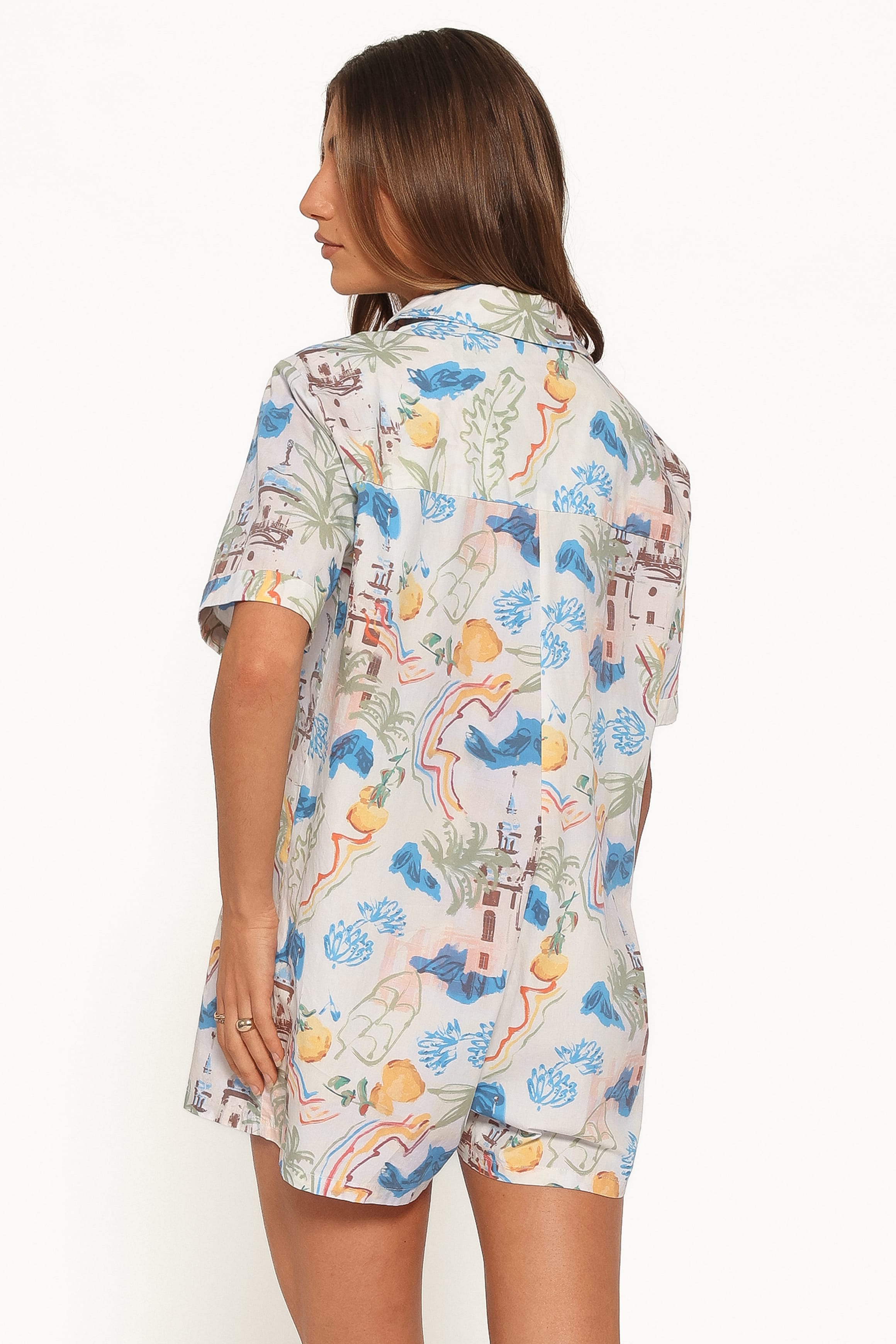 PLAYSUITS Calypso Button Front Romper - White Multi