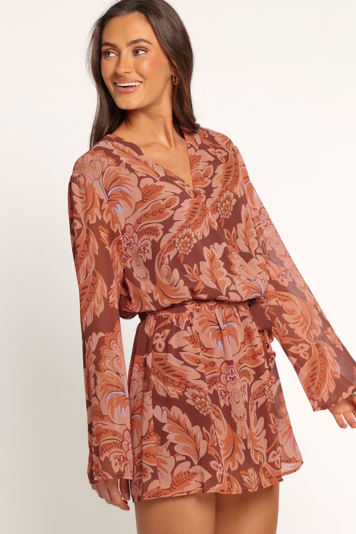 PLAYSUITS Cecilia Romper - Orange Paisley