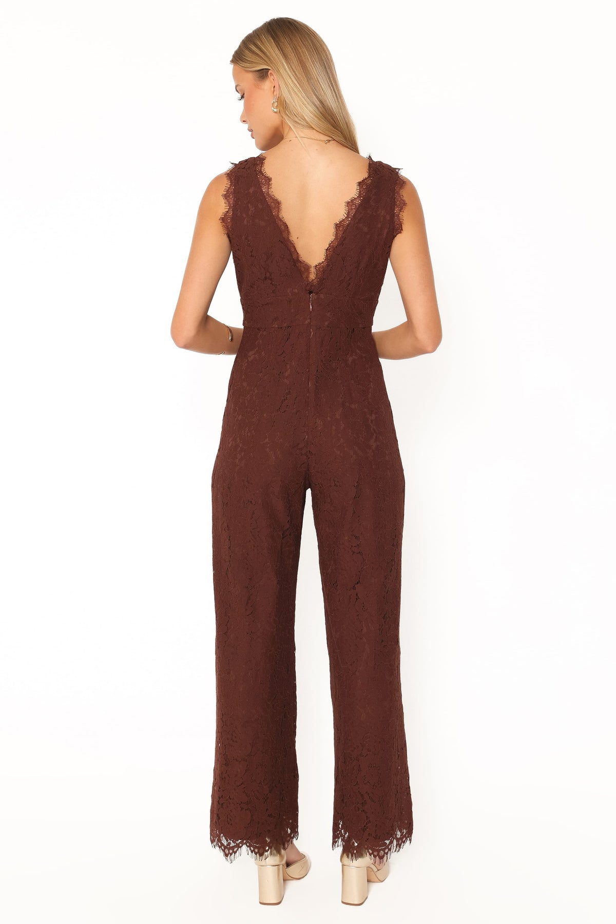 PLAYSUITS Eloise Lace Jumpsuit - Chocolate Brown