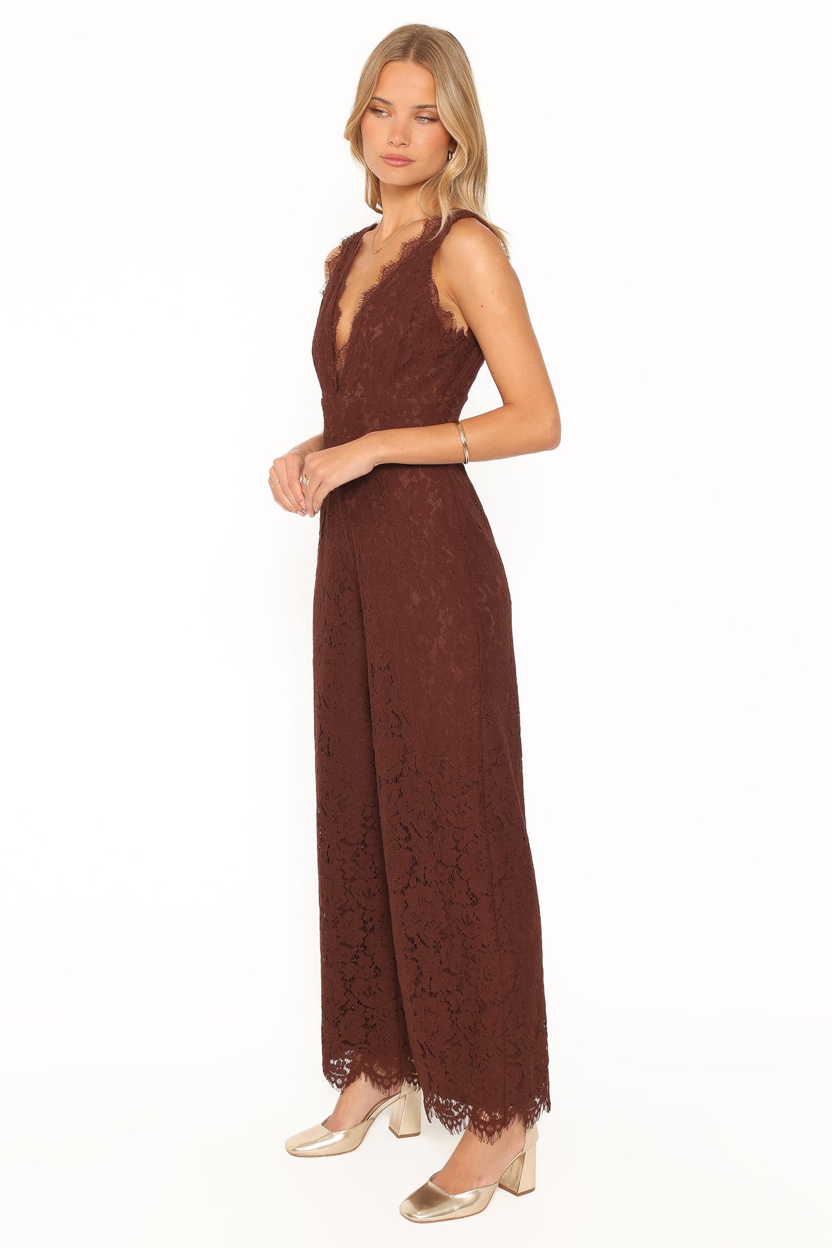 PLAYSUITS Eloise Lace Jumpsuit - Chocolate Brown