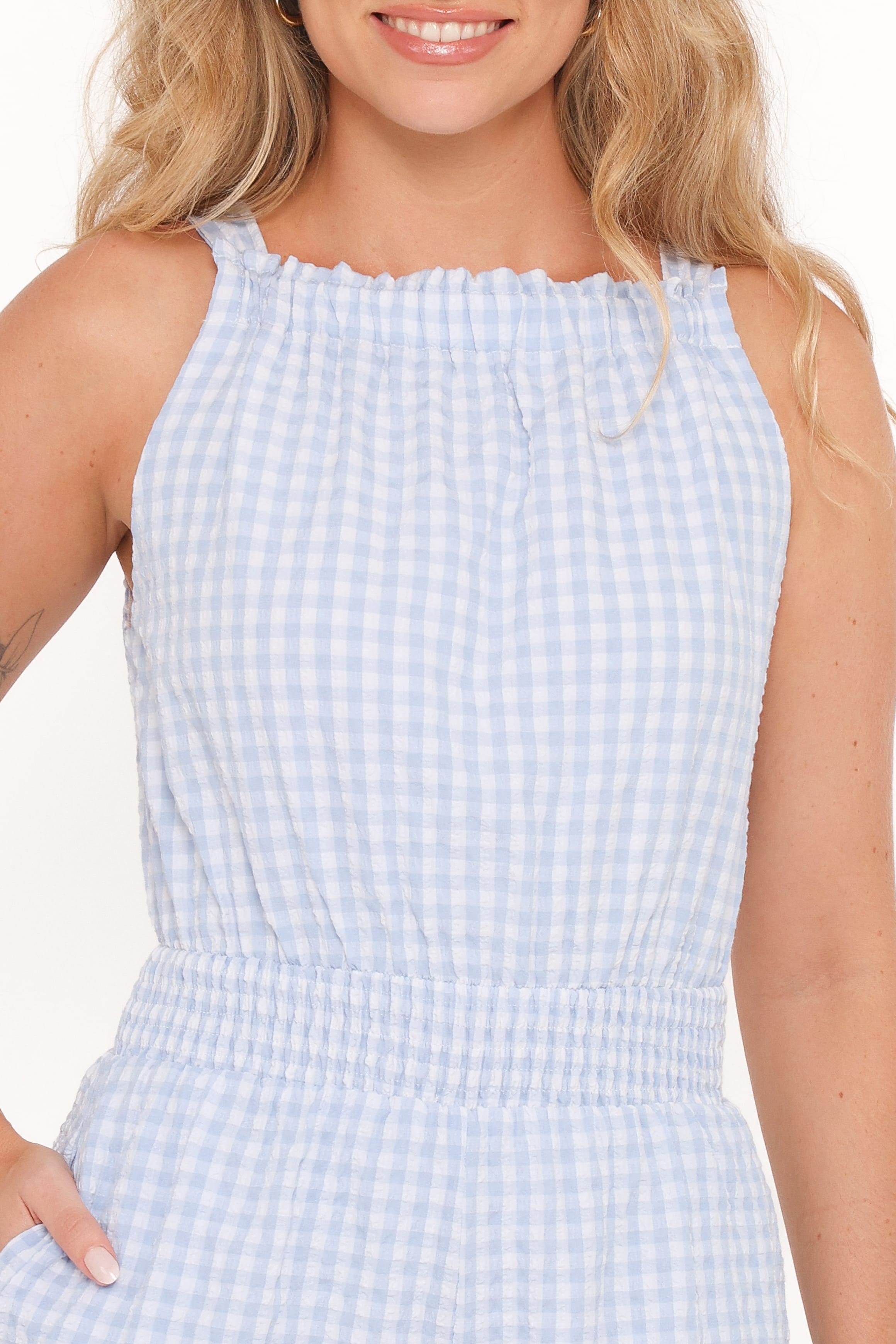PLAYSUITS Felicity Romper - Blue Gingham