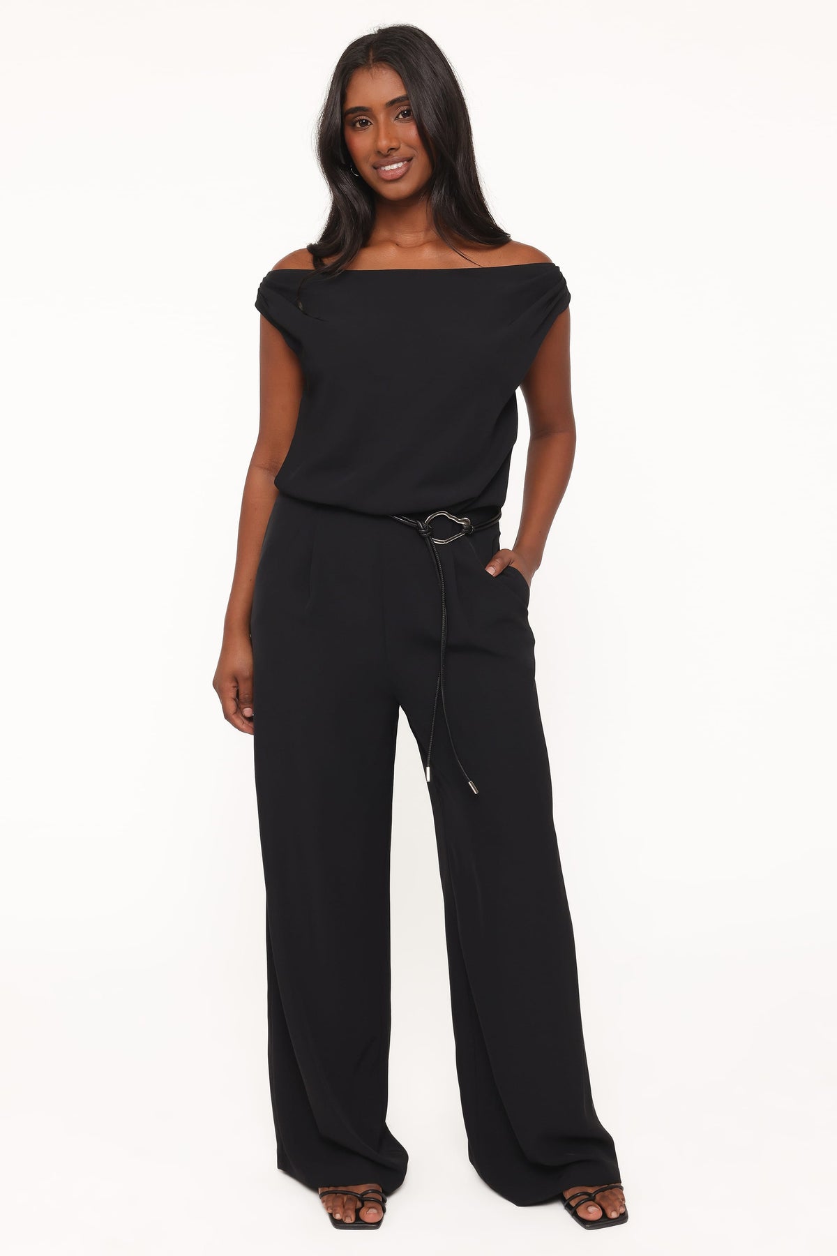 PLAYSUITS Maisie Off Shoulder Jumpsuit - Black