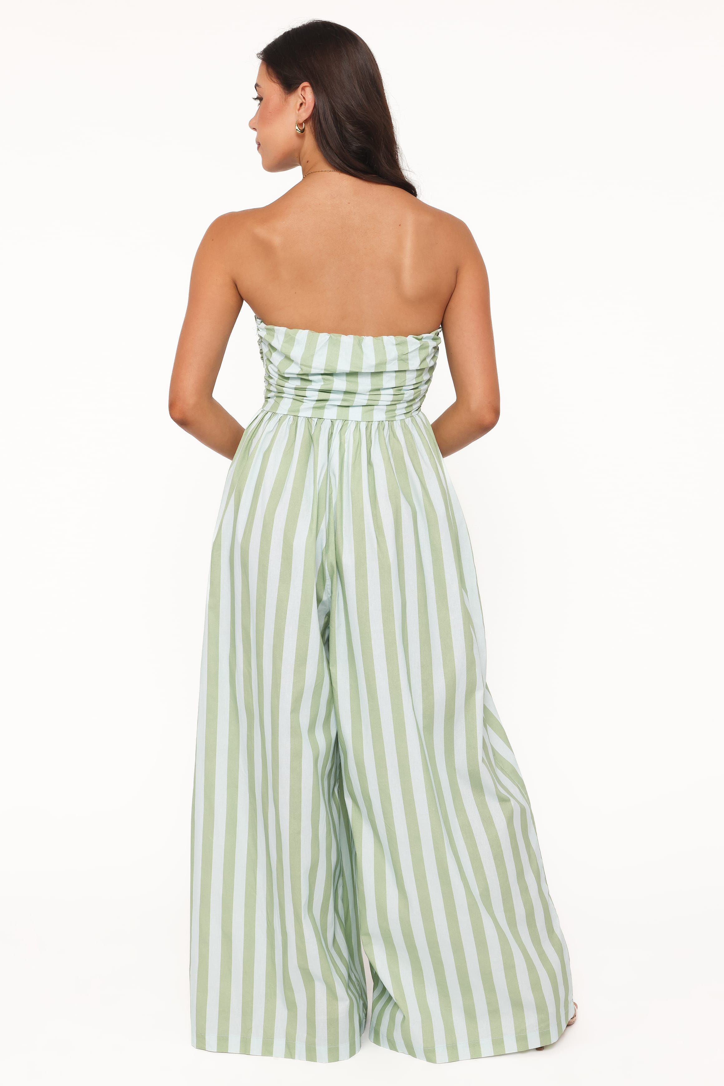 PLAYSUITS Paige Strapless Jumpsuit - Blue/Green Stripe