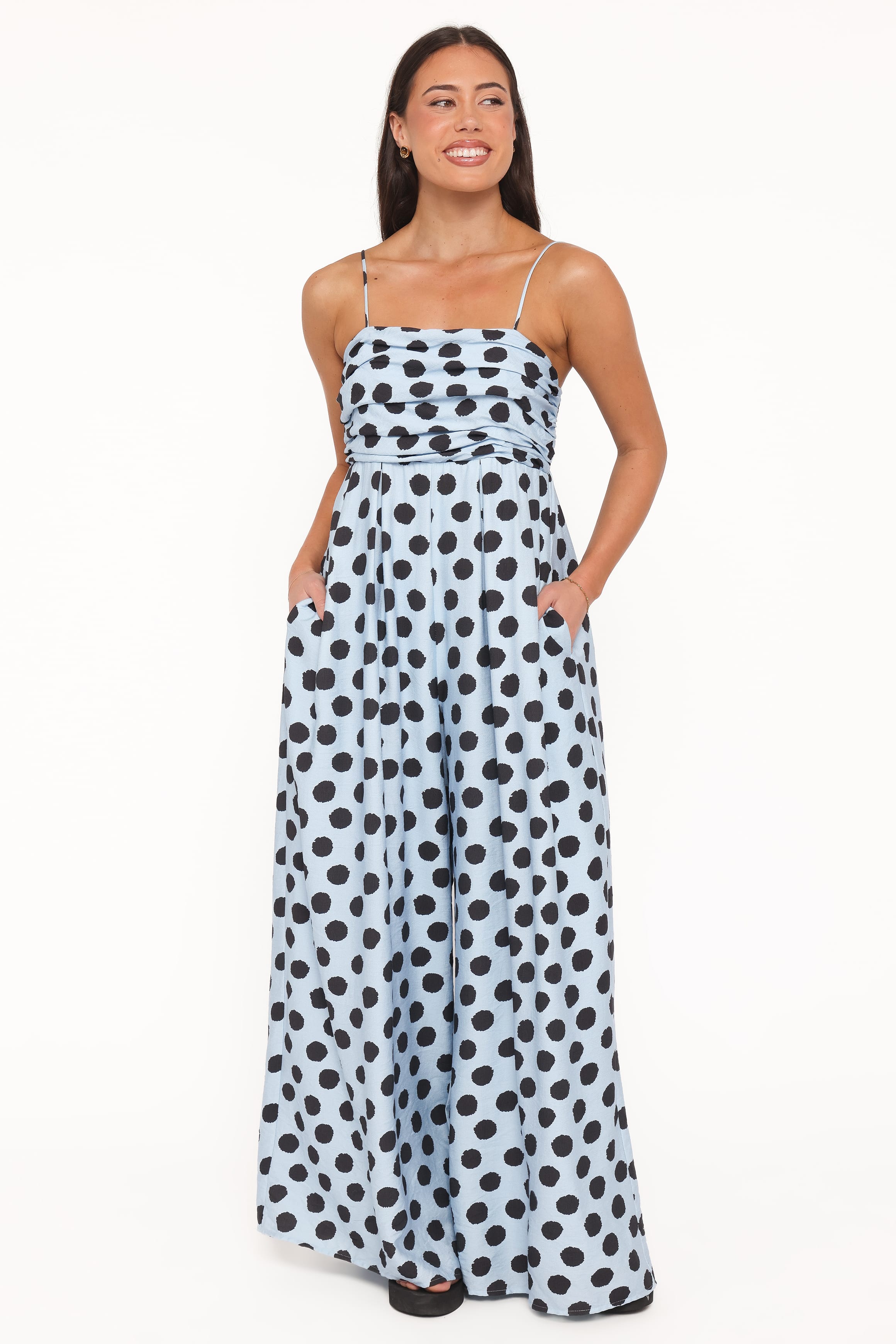 PLAYSUITS Pricilla Jumpsuit - Blue Polka Dot