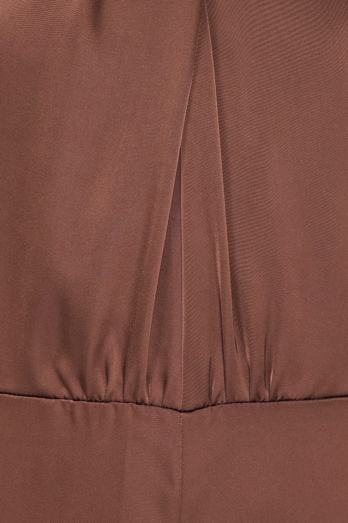 PLAYSUITS Saskia Halter Neck Satin Jumpsuit - Chocolate Brown