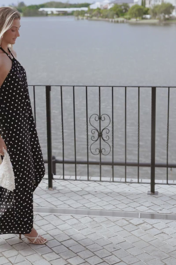 Theophania Maxi Dress - Black Polka Dot