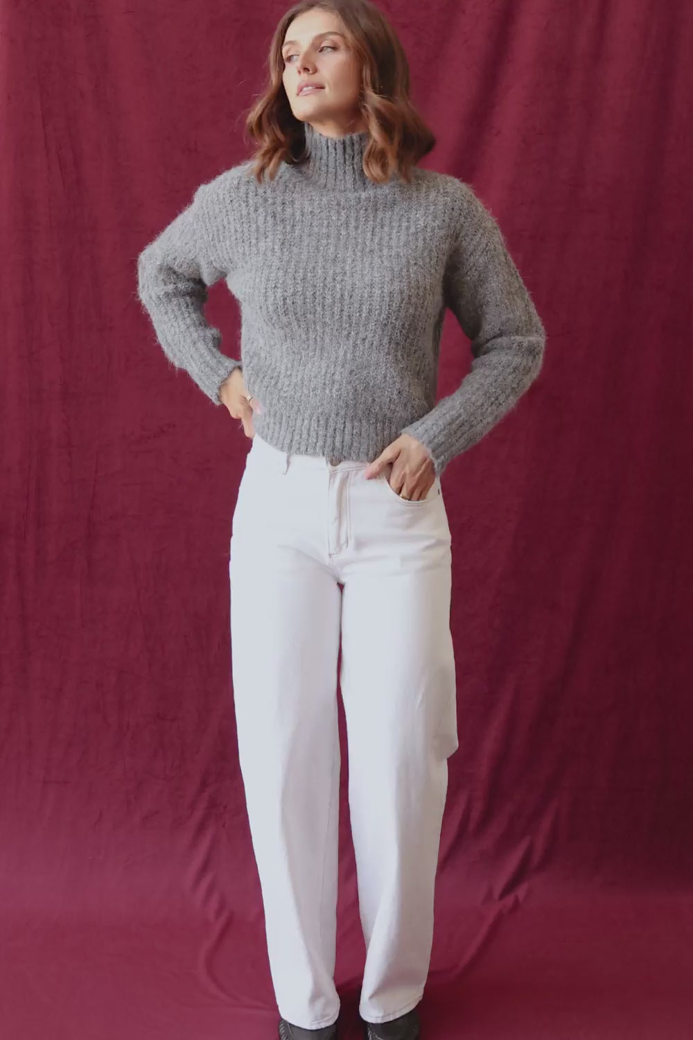 Sumaya Mockneck Sweater - Grey