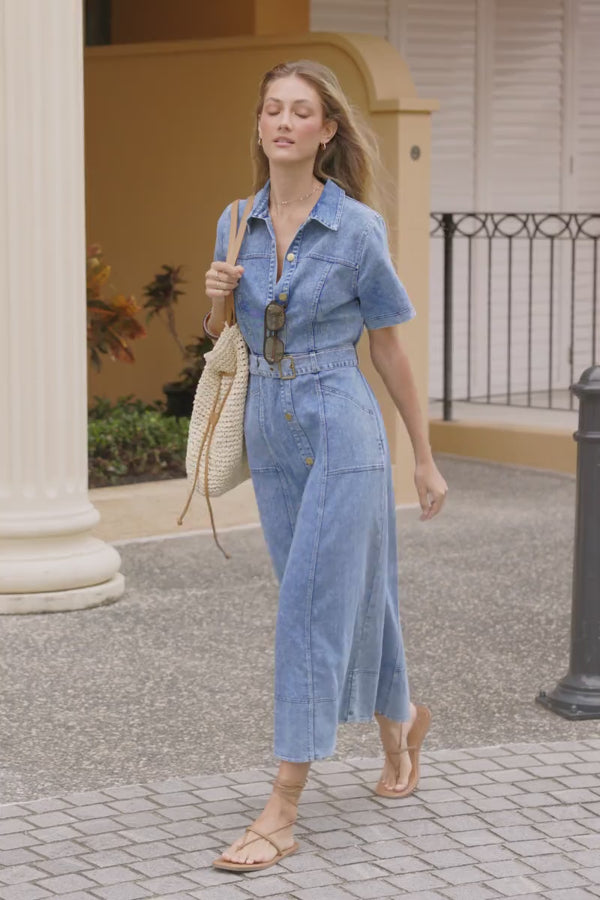 Tamara Maxi Dress - Med Denim
