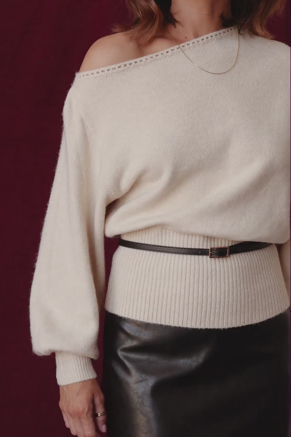 Zinnia Off Shoulder Sweater - Cream