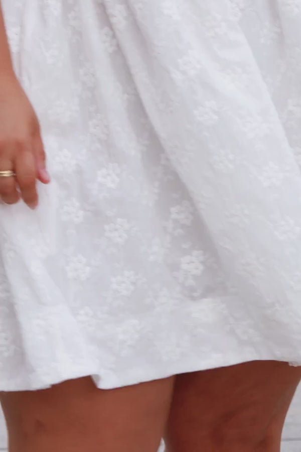 Lynne Mini Dress - White Broderie