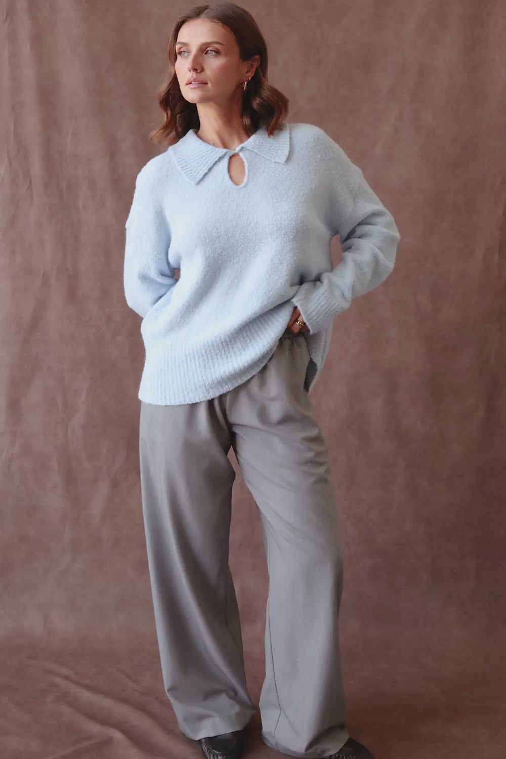 Samara Collared Sweater - Light Blue