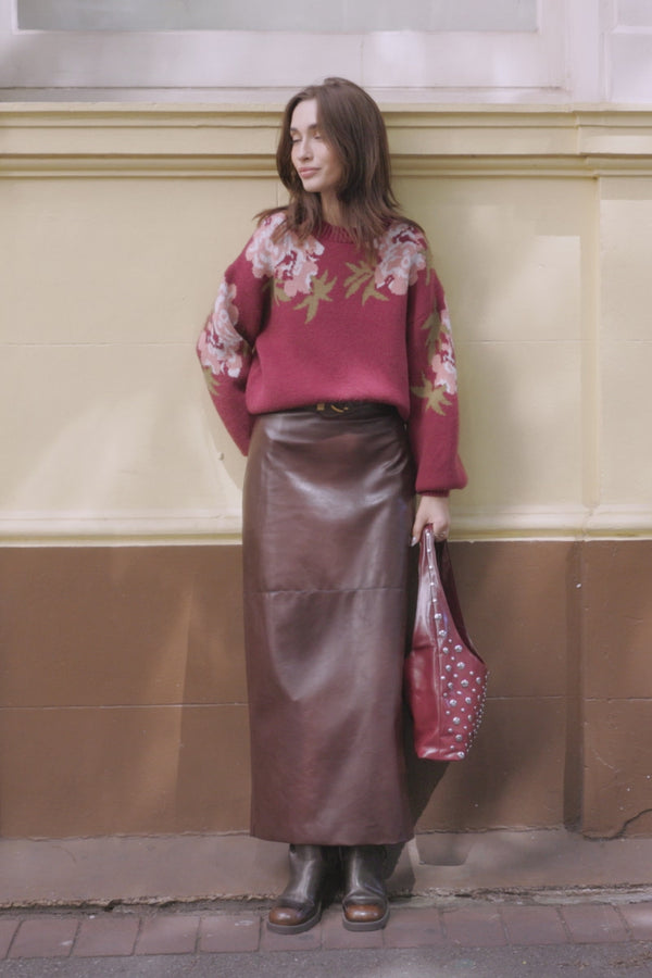 Ford Sweater - Burgundy Pink Floral