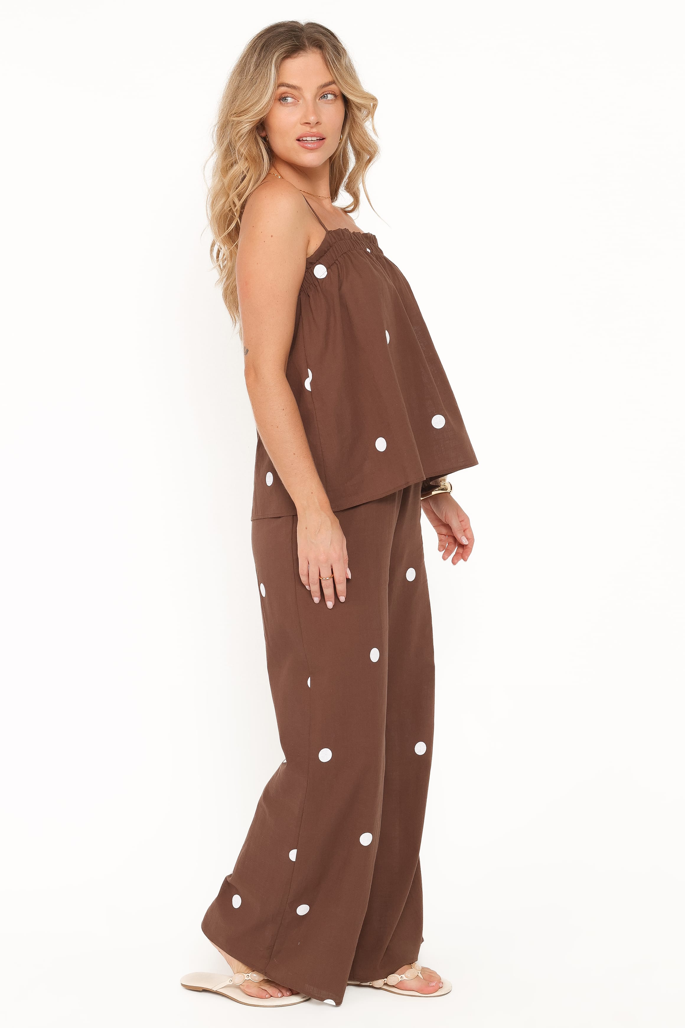 SETS Aerin Pant Set - Chocolate Polka Dot