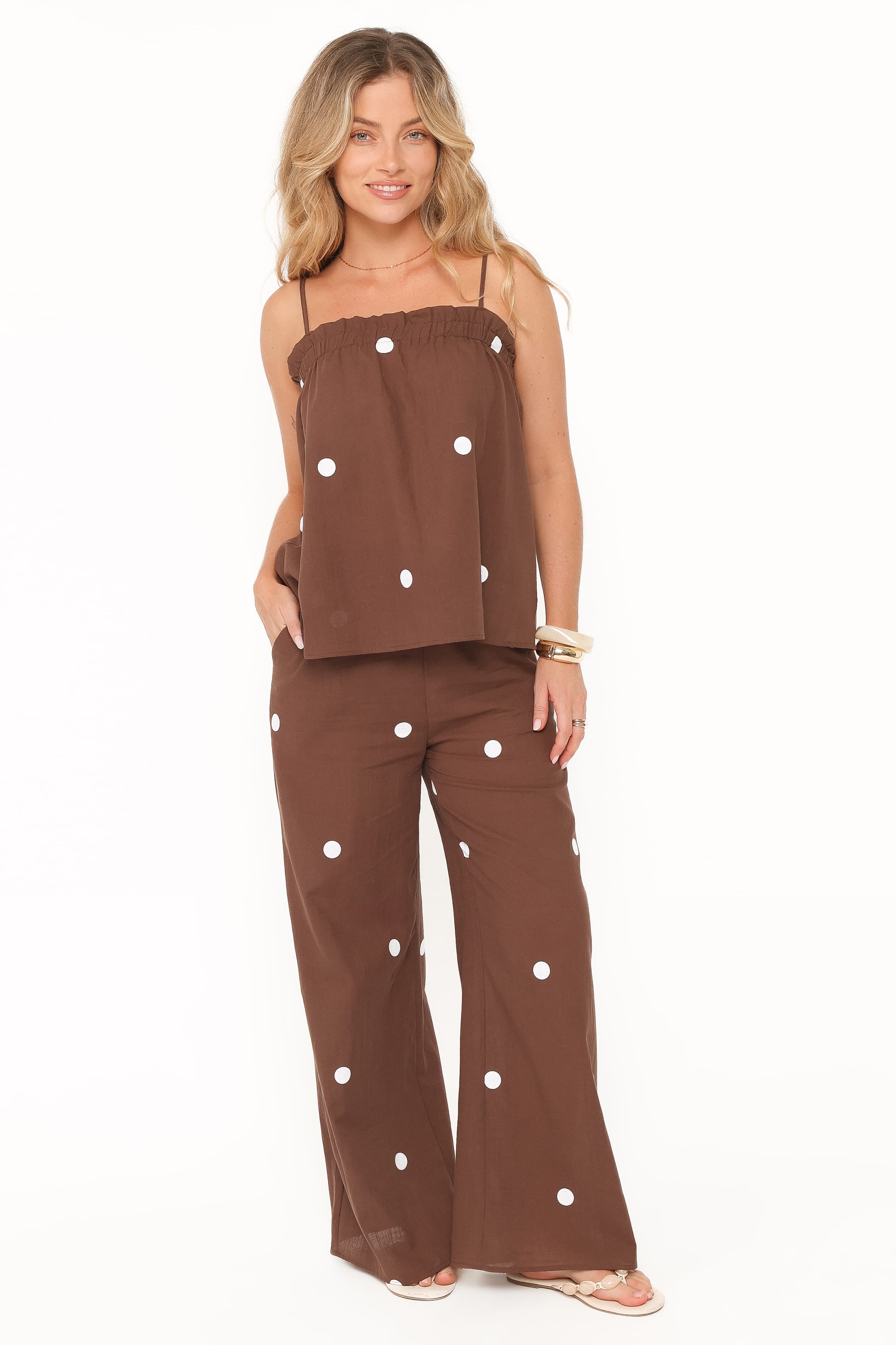 SETS Aerin Pant Set - Chocolate Polka Dot