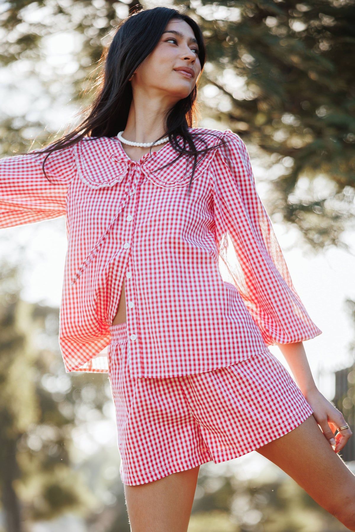 SETS Angela Short Set - Red Gingham
