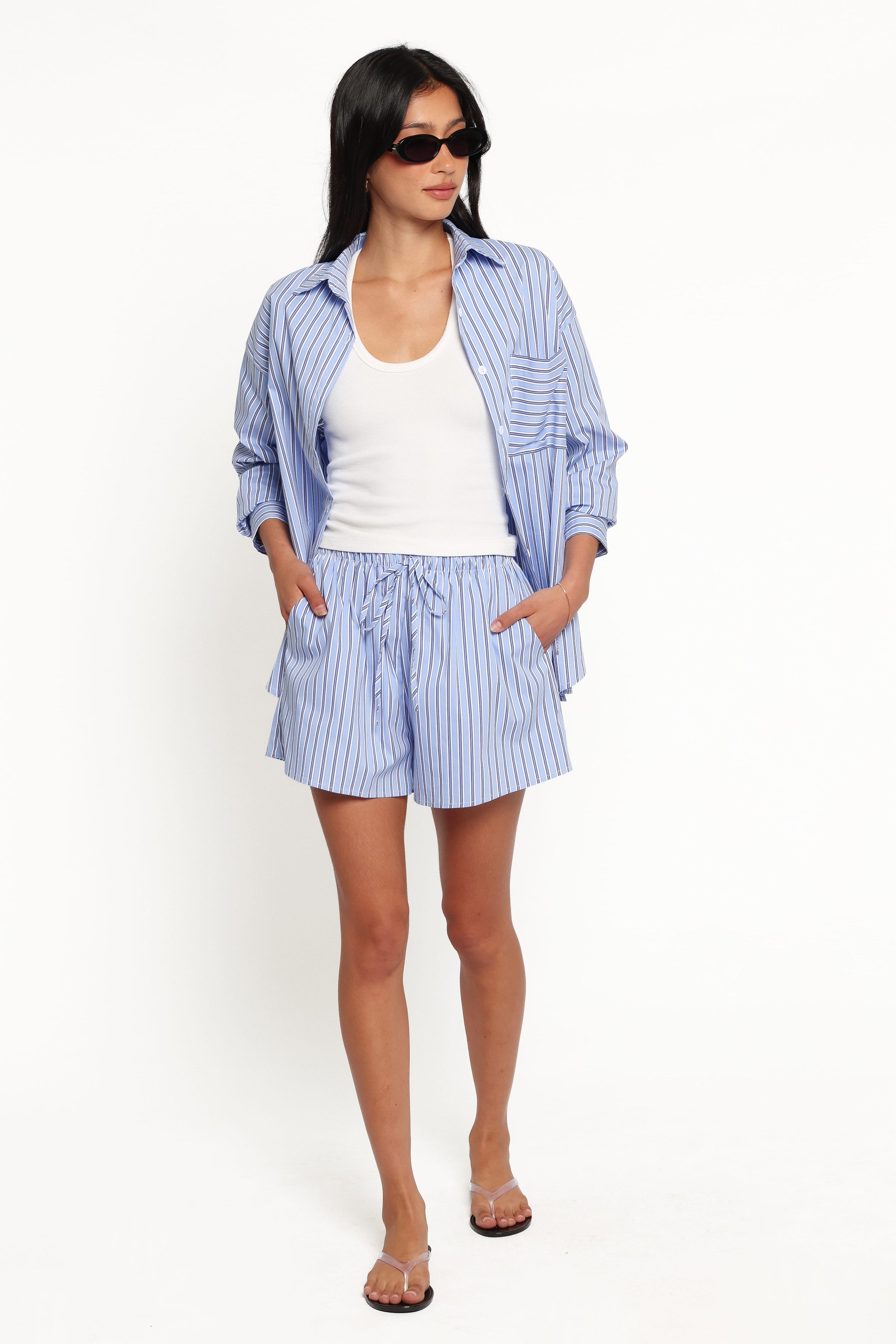 SETS Ashlyn Short Set - Blue Stripe