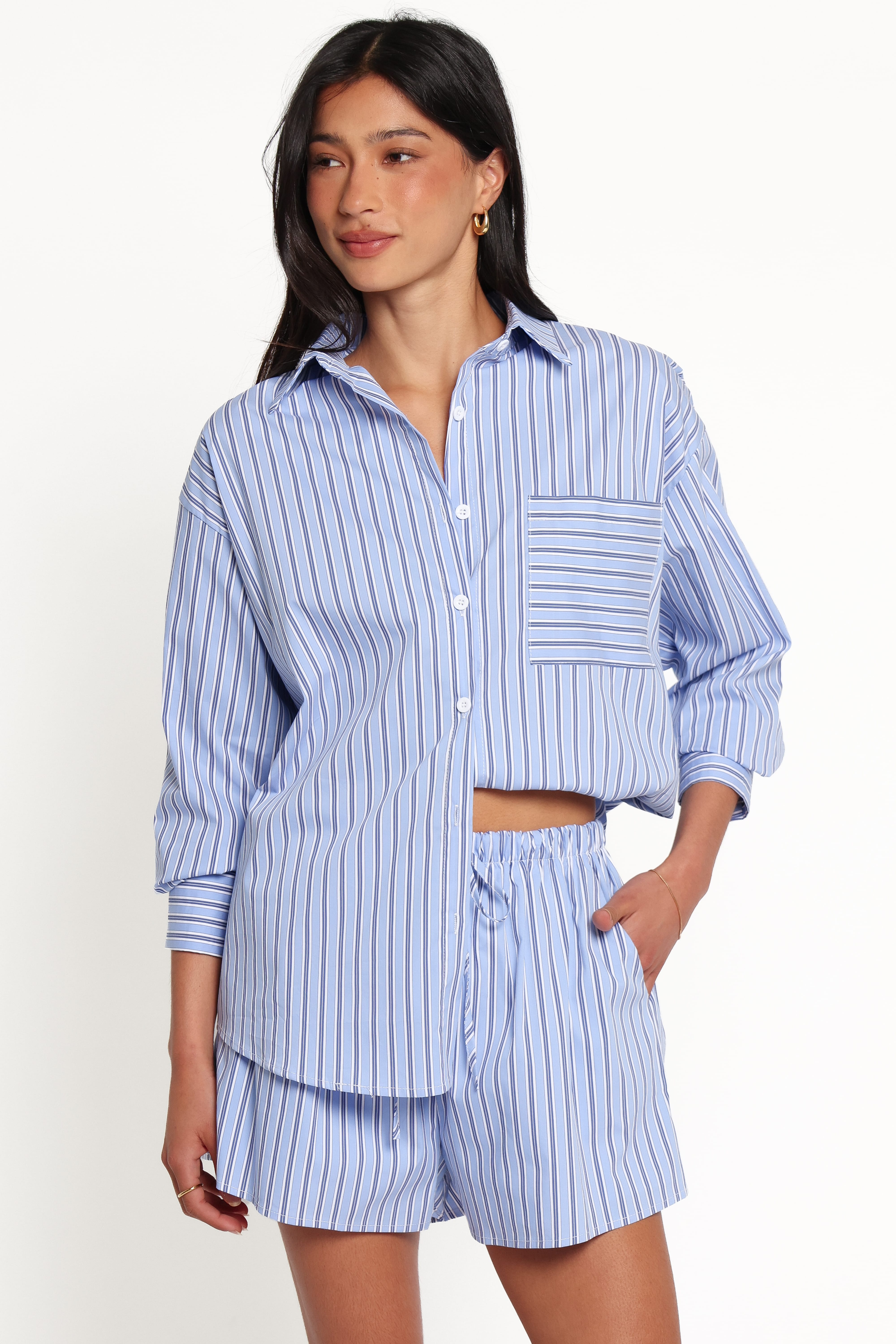 SETS Ashlyn Short Set - Blue Stripe