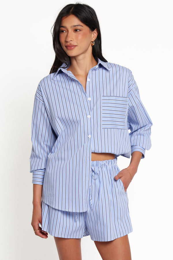 SETS Ashlyn Short Set - Blue Stripe