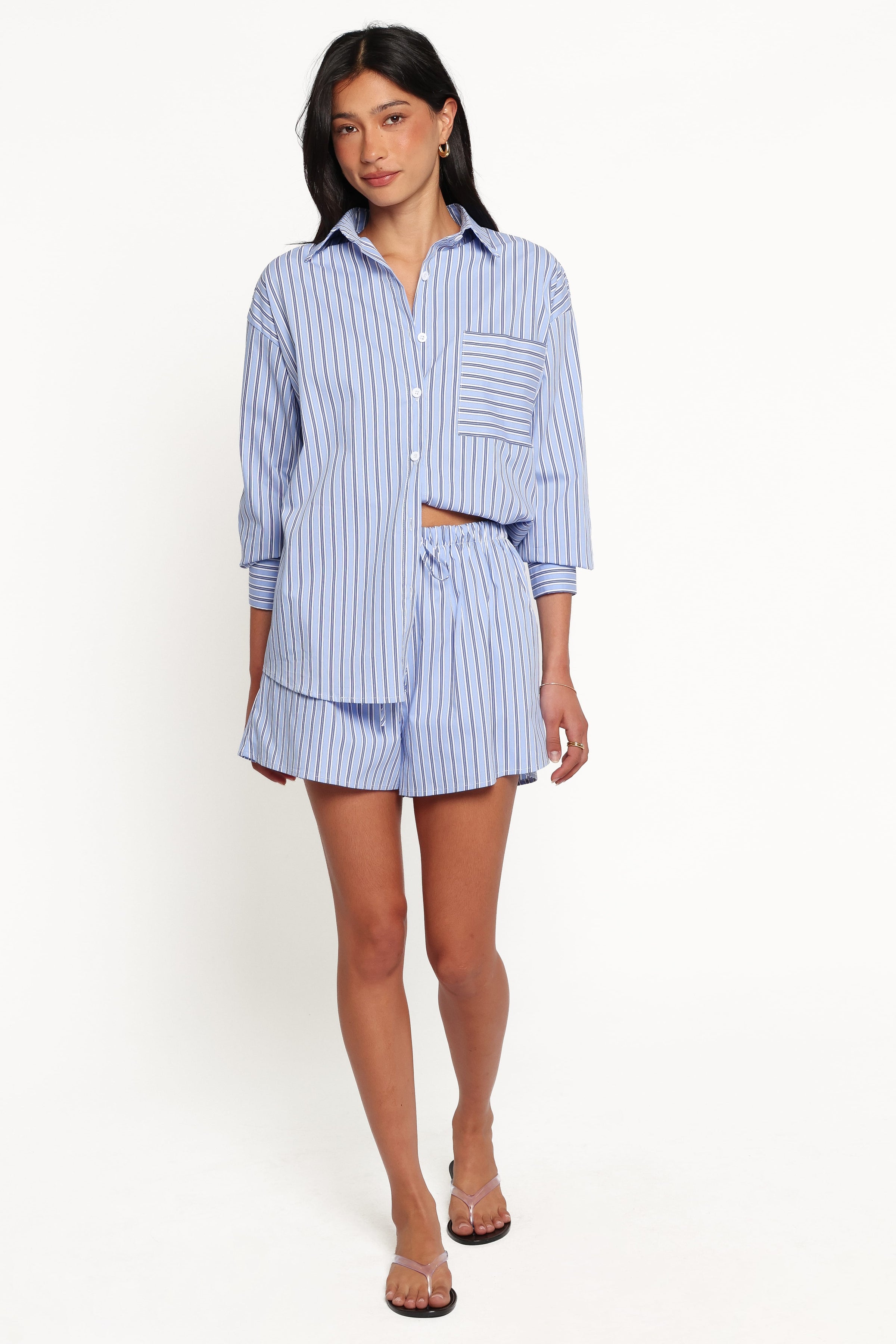 SETS Ashlyn Short Set - Blue Stripe