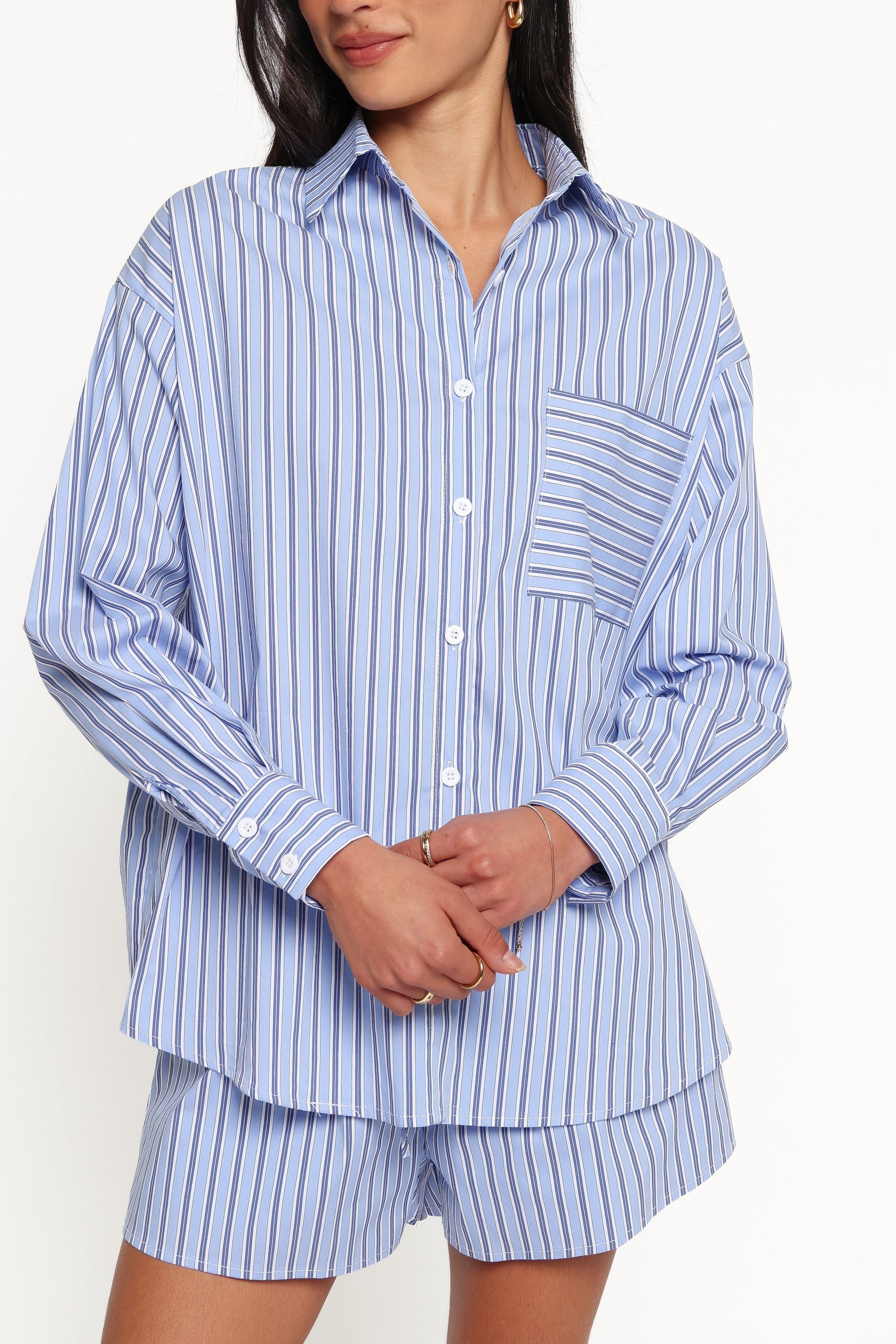 SETS Ashlyn Short Set - Blue Stripe