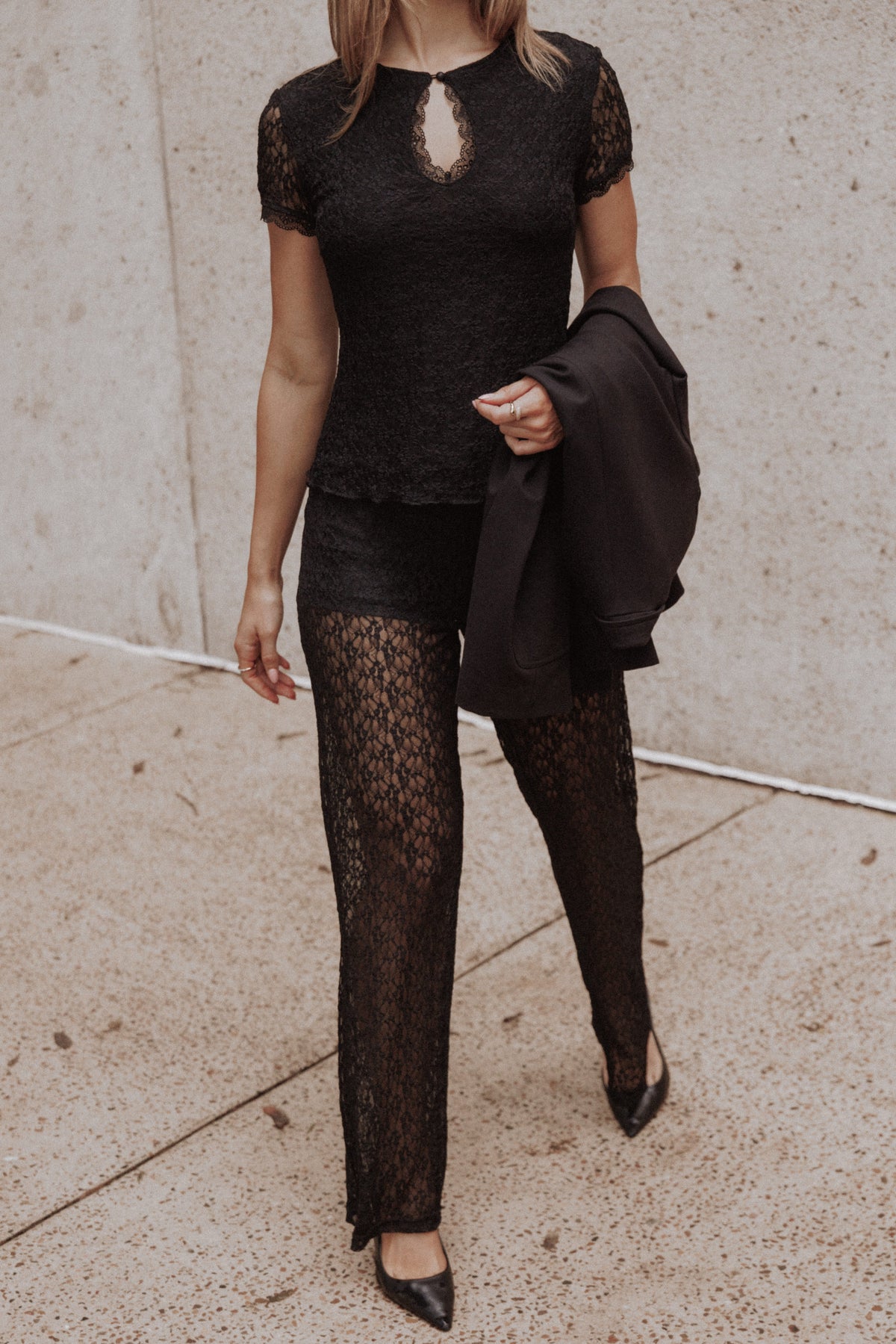 SETS Bellis Lace Pant Set - Black
