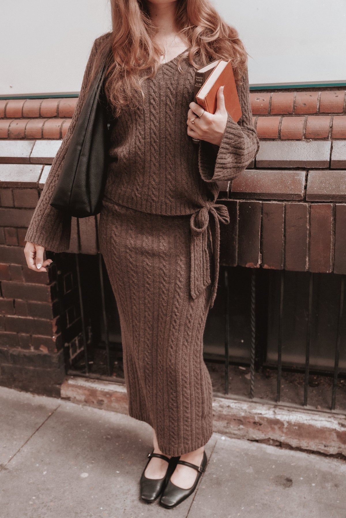 SETS Everett Cable Knit Skirt Set - Chocolate