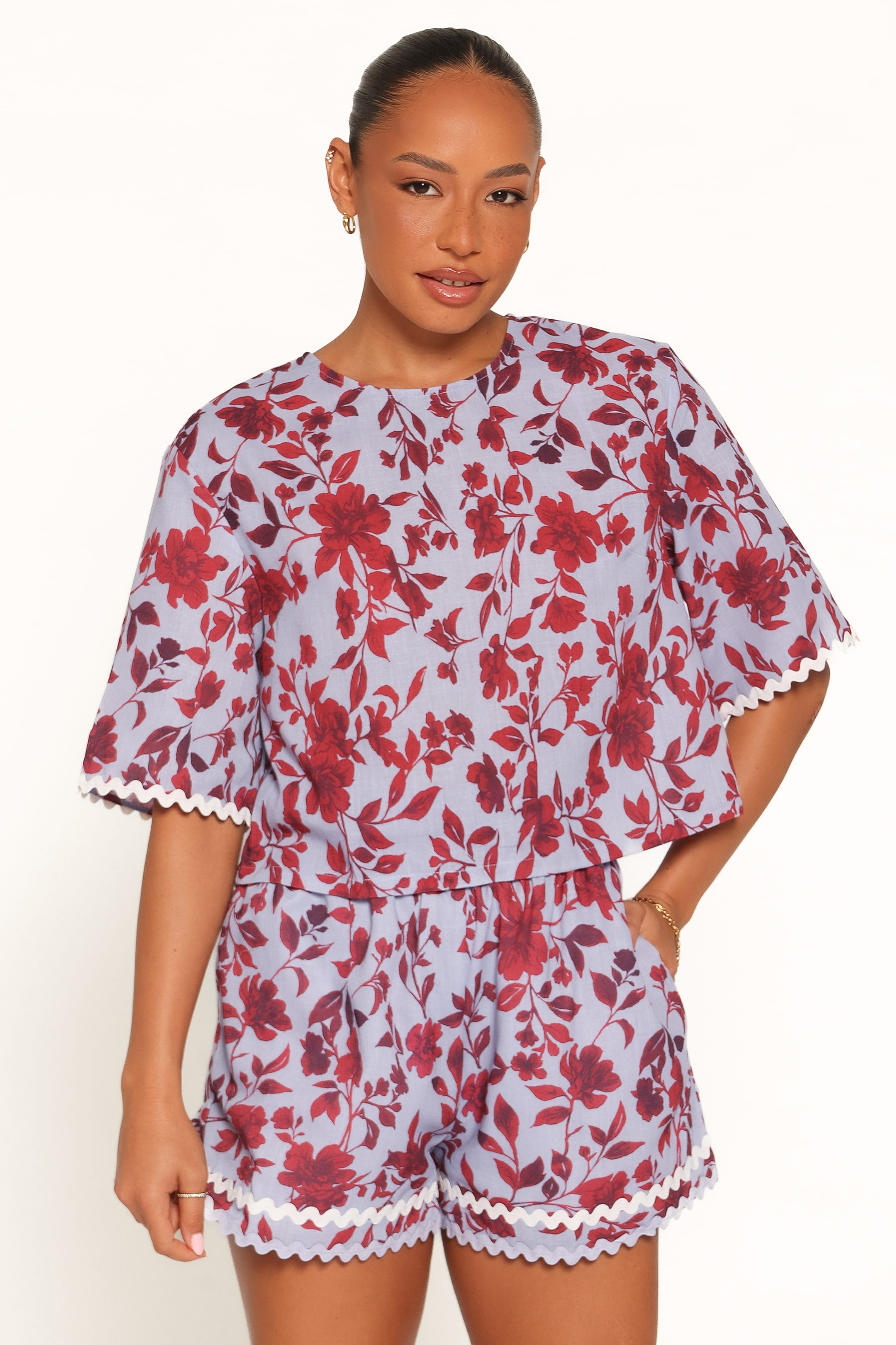 SETS Hilde Short Set - Burgundy Floral