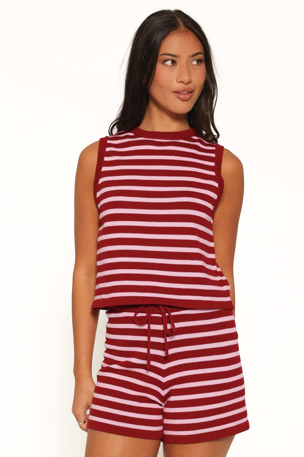 SETS Ilona Knit Set - Burg/Pink Stripe