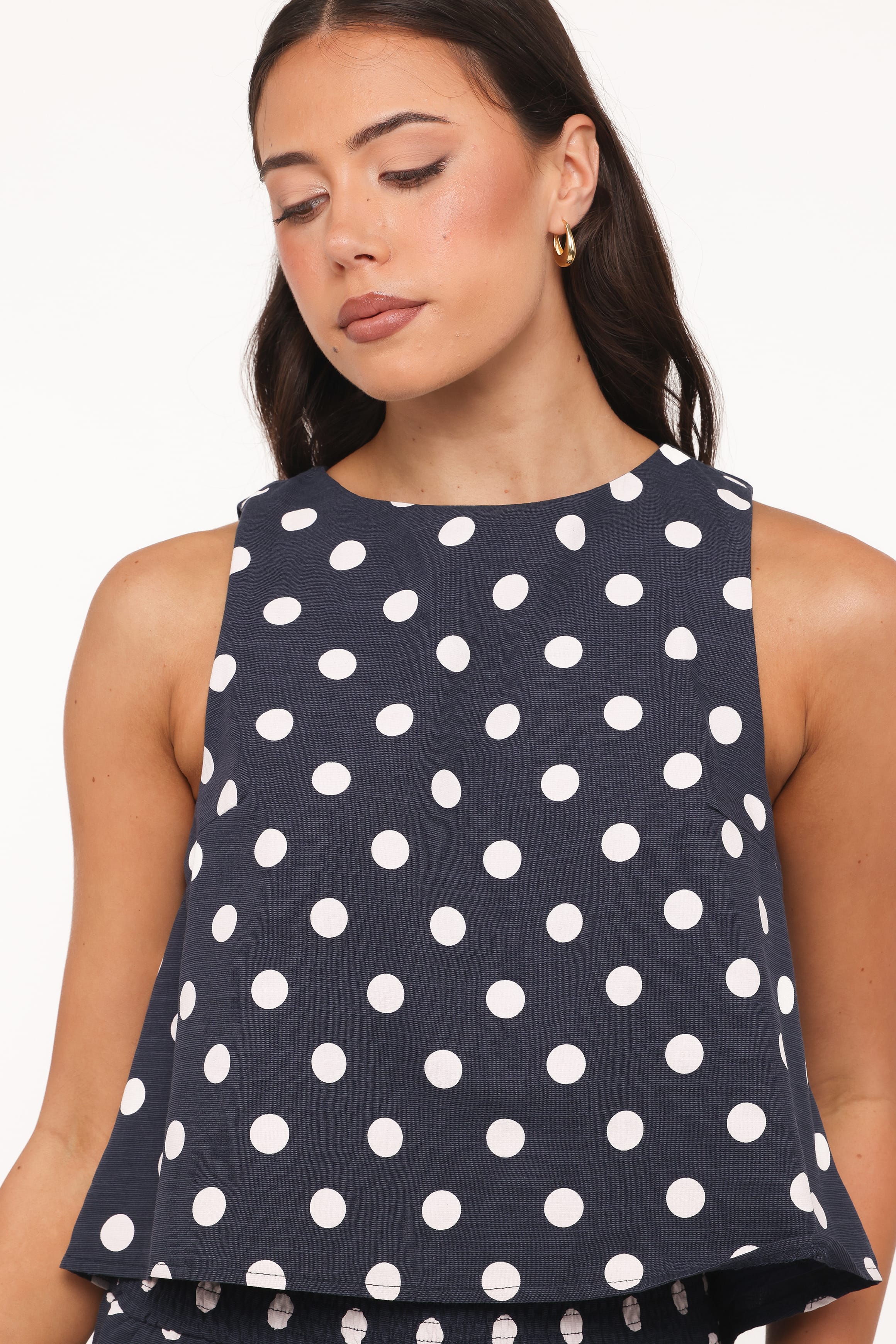 SETS Jillian Smocked Pant Set - Navy Polka Dot