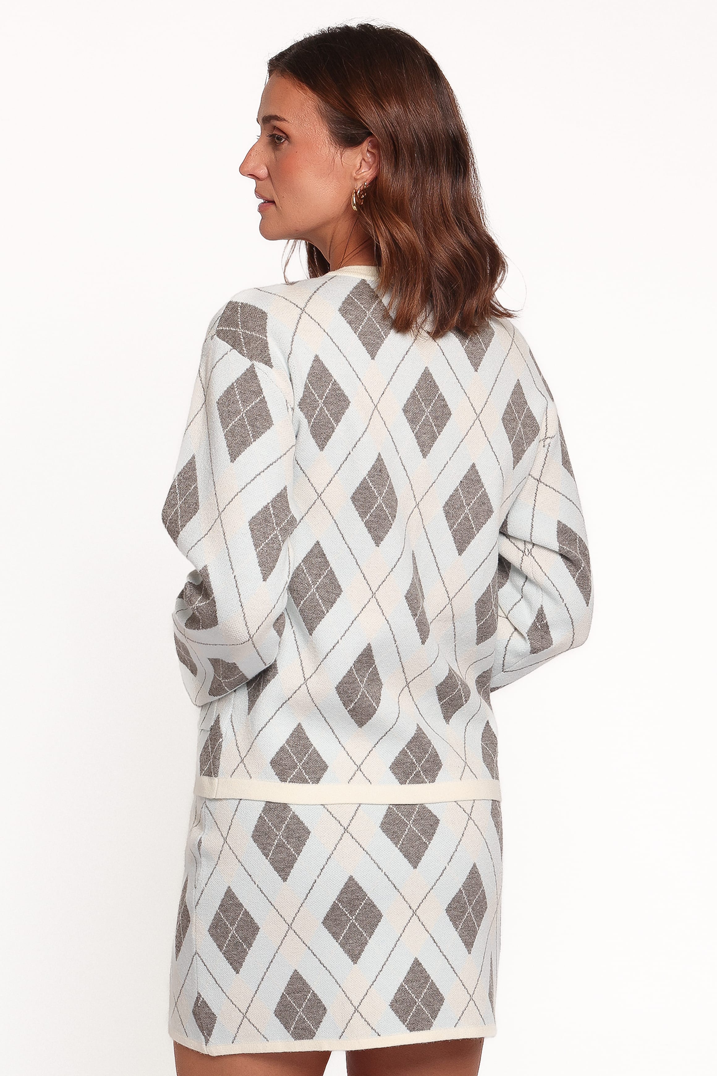 SETS Melissa Sweater Skirt Set - Icy Blue Argyle