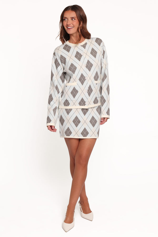 SETS Melissa Sweater Skirt Set - Icy Blue Argyle