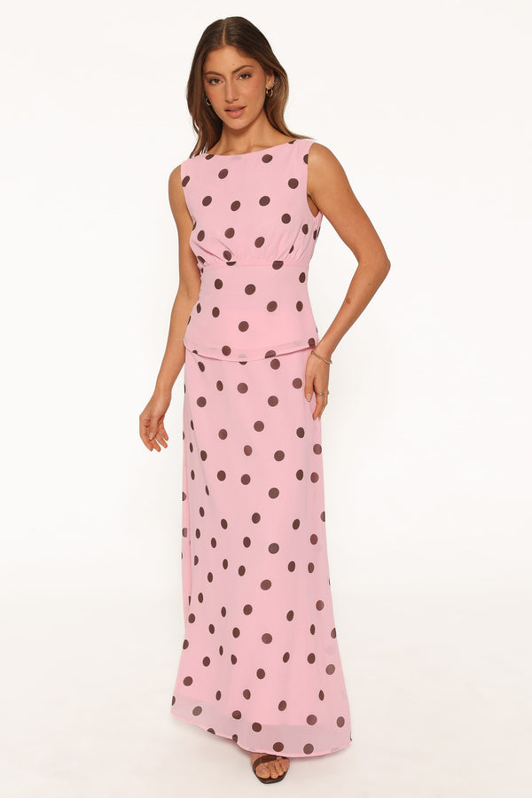 SETS Ricky Skirt Set - Pink Polka Dot
