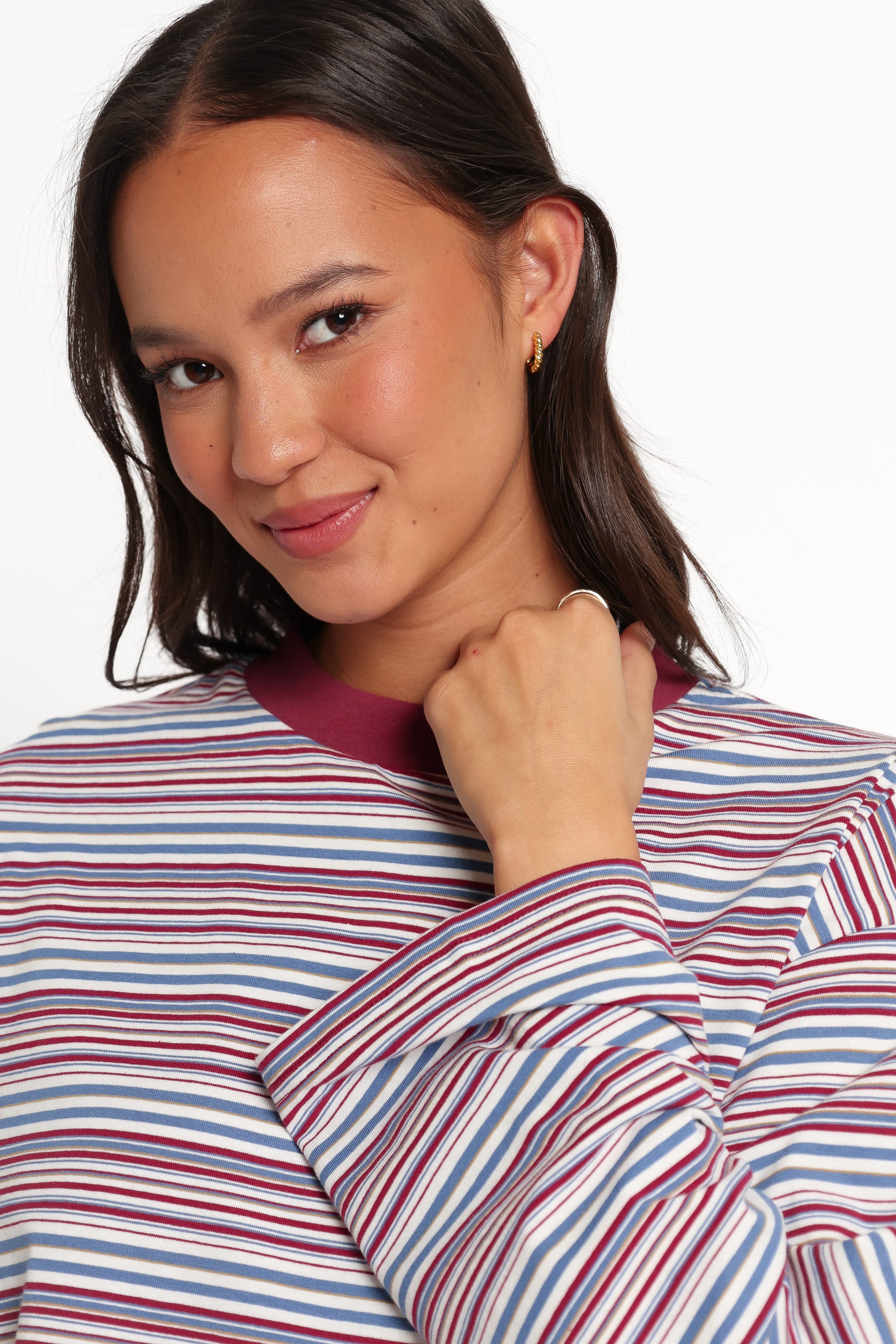 SETS Silvia Knit Short Set - Burgundy Stripe