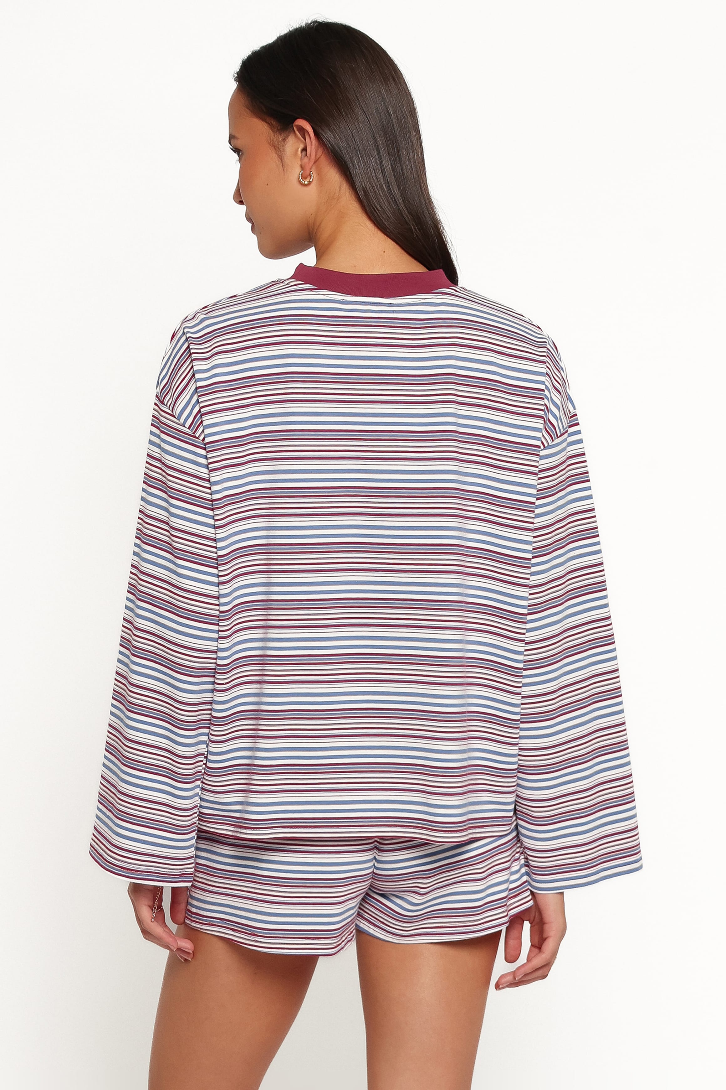 SETS Silvia Knit Short Set - Burgundy Stripe