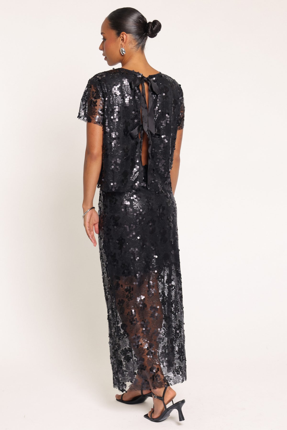 SETS Tori Sequin Skirt Set - Black