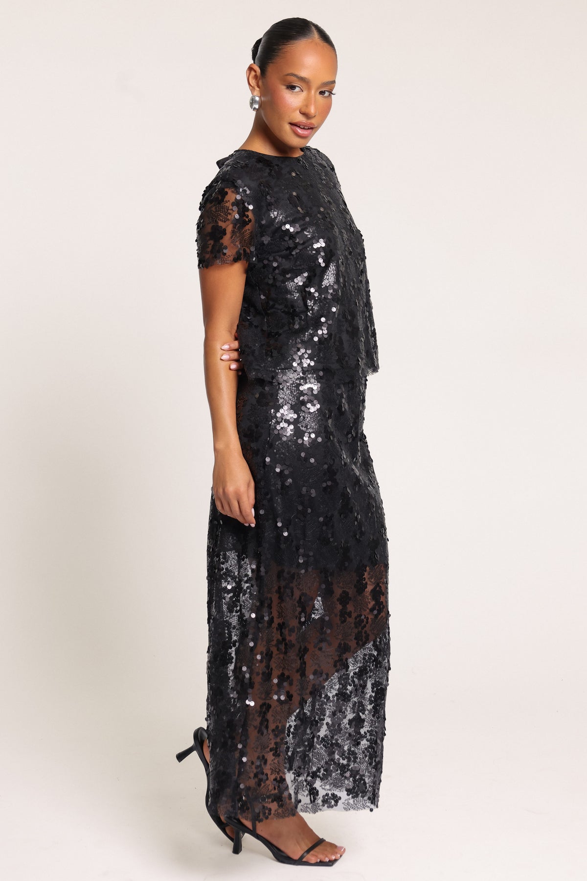 SETS Tori Sequin Skirt Set - Black