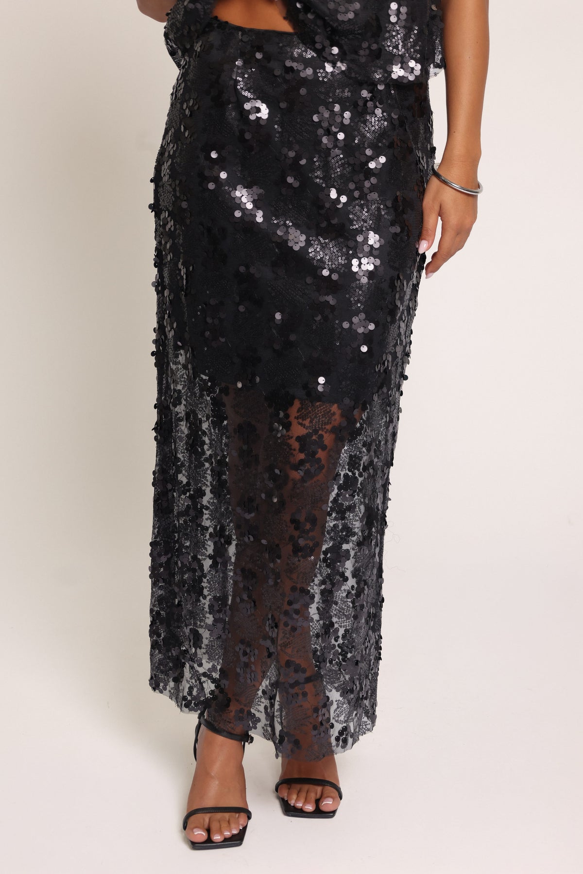 SETS Tori Sequin Skirt Set - Black
