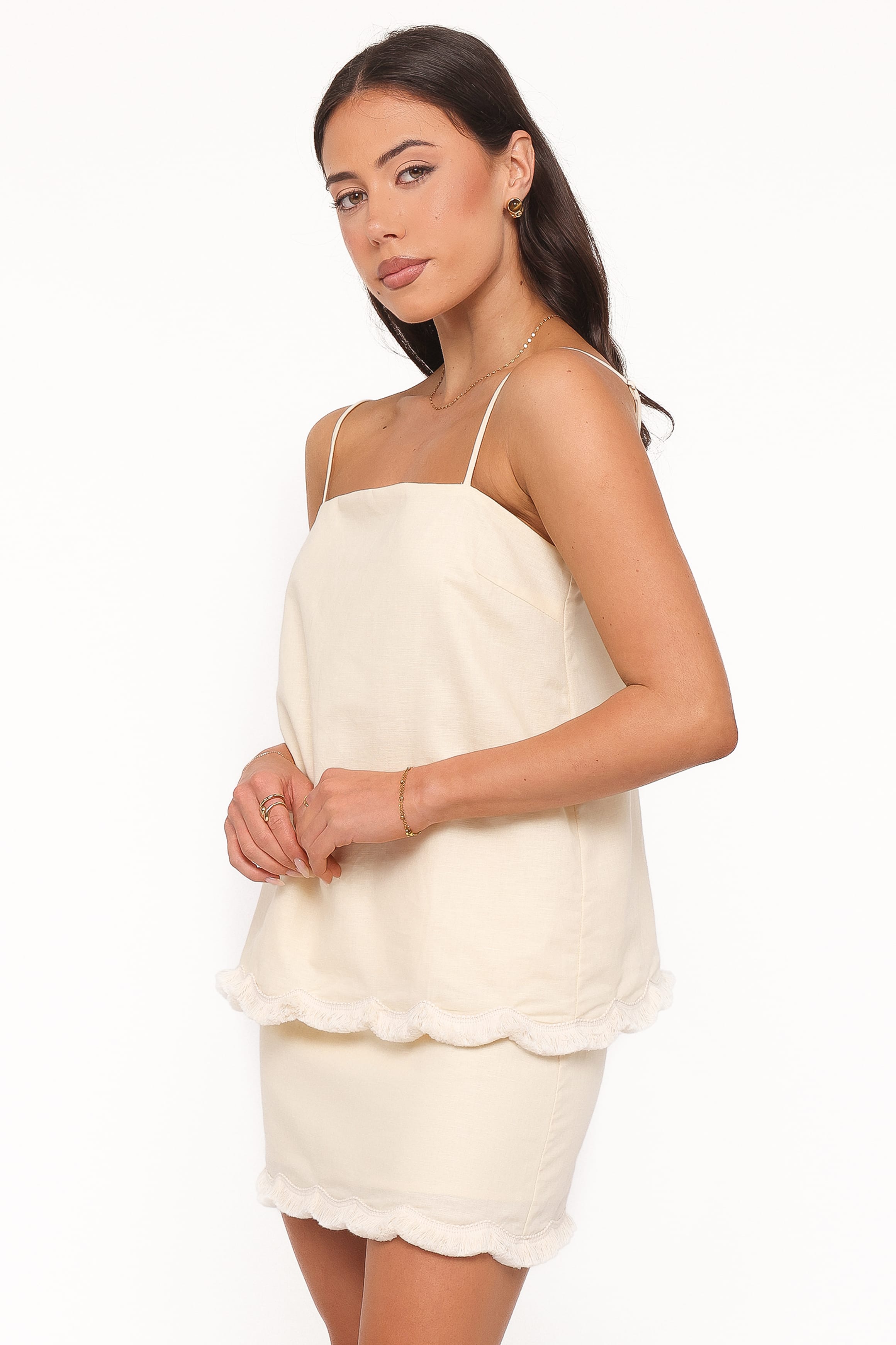 SETS Venate Scallop Skirt Set - Yellow